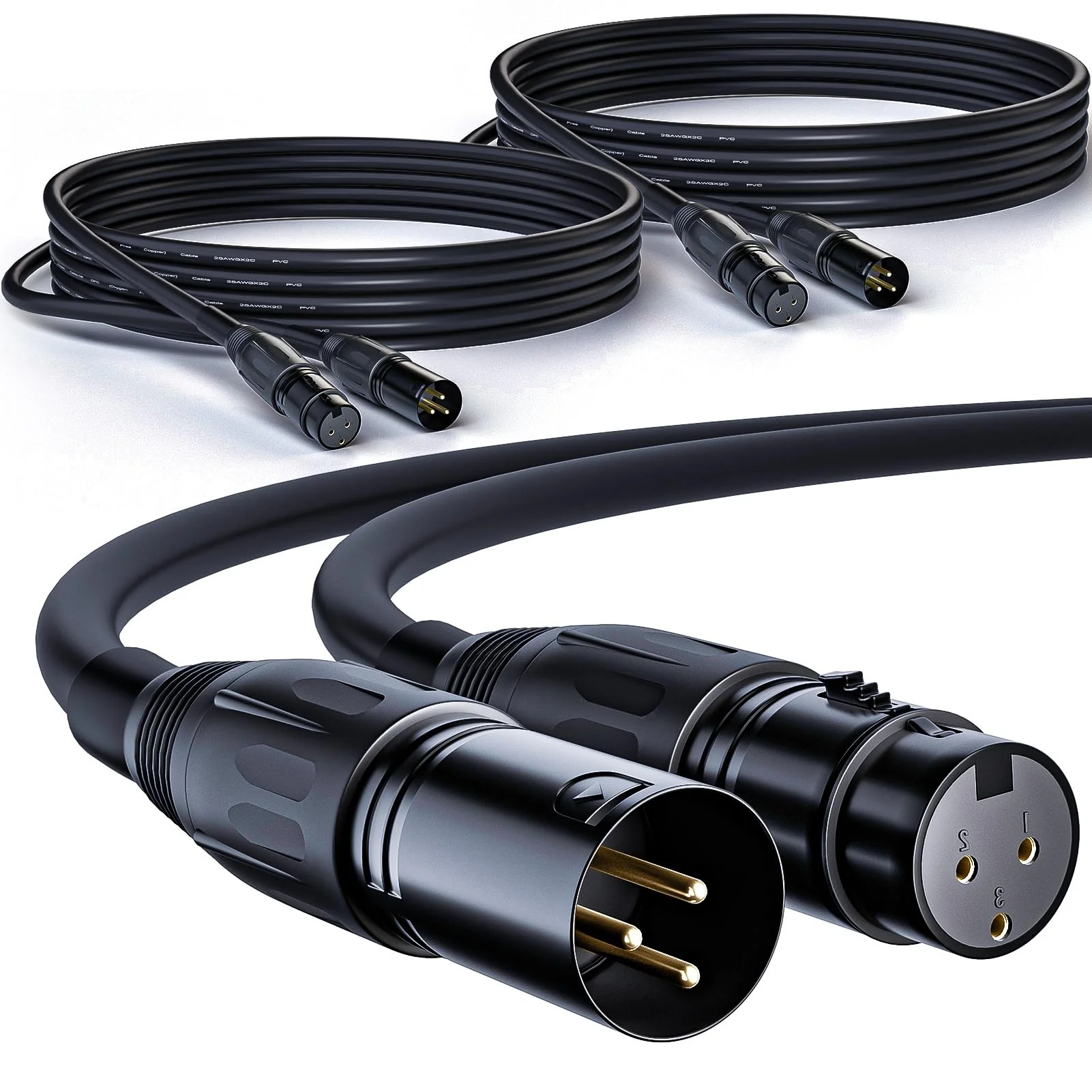 3-pin XLR Microphone Cable Male to Female, OFC (Oxygen Free Copper) Wire，XLR Cable Suitable for Mic Mixer, Speaker Systems, Radio Station and More。 XLR-FM-B (50 Feet, 1 Pack) 50 Feet - Image 2
