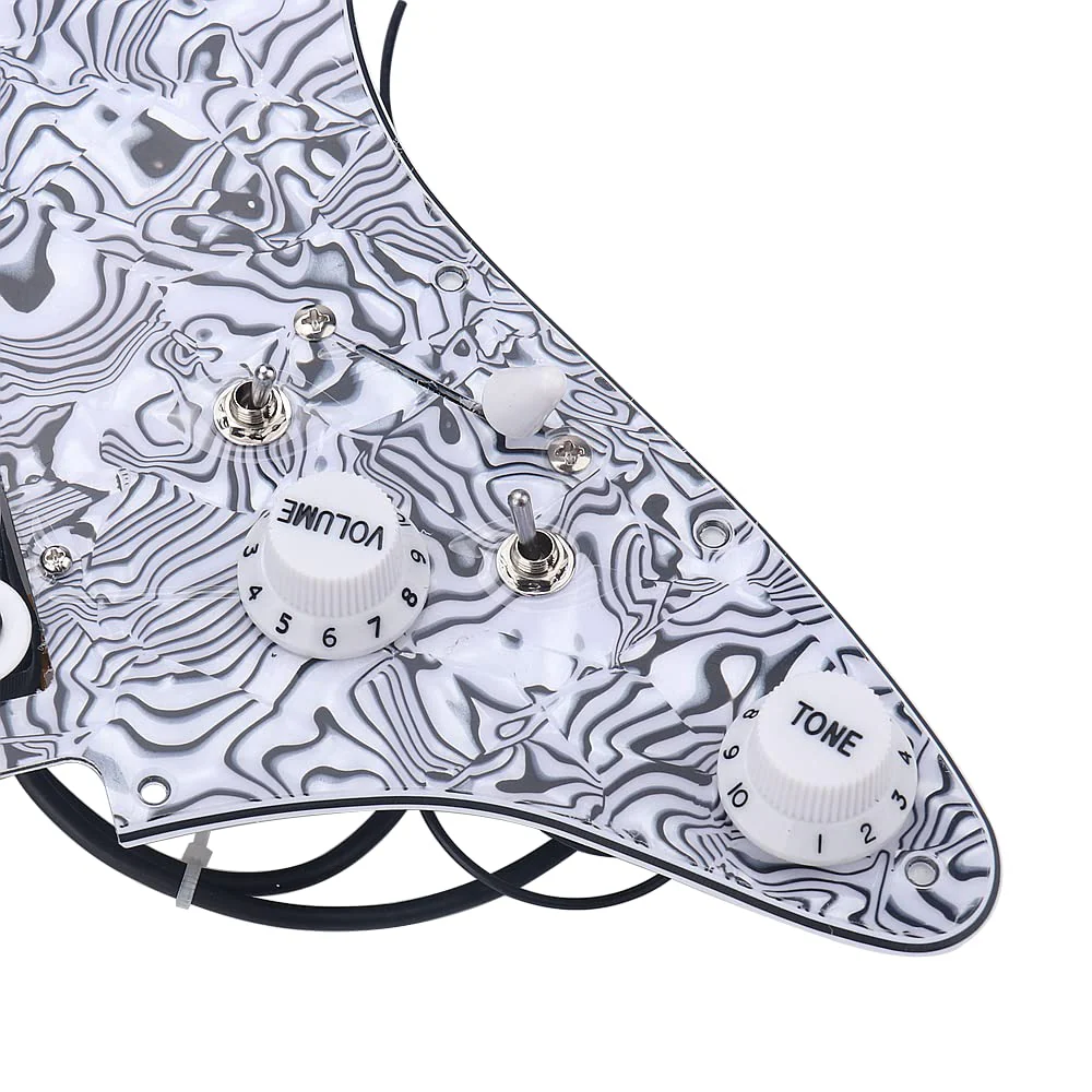 3-ply HH Loaded Prewired Guitar Pickup Pickguard for Strat ST Electric Guitar Black White Zebra Color - Image 4