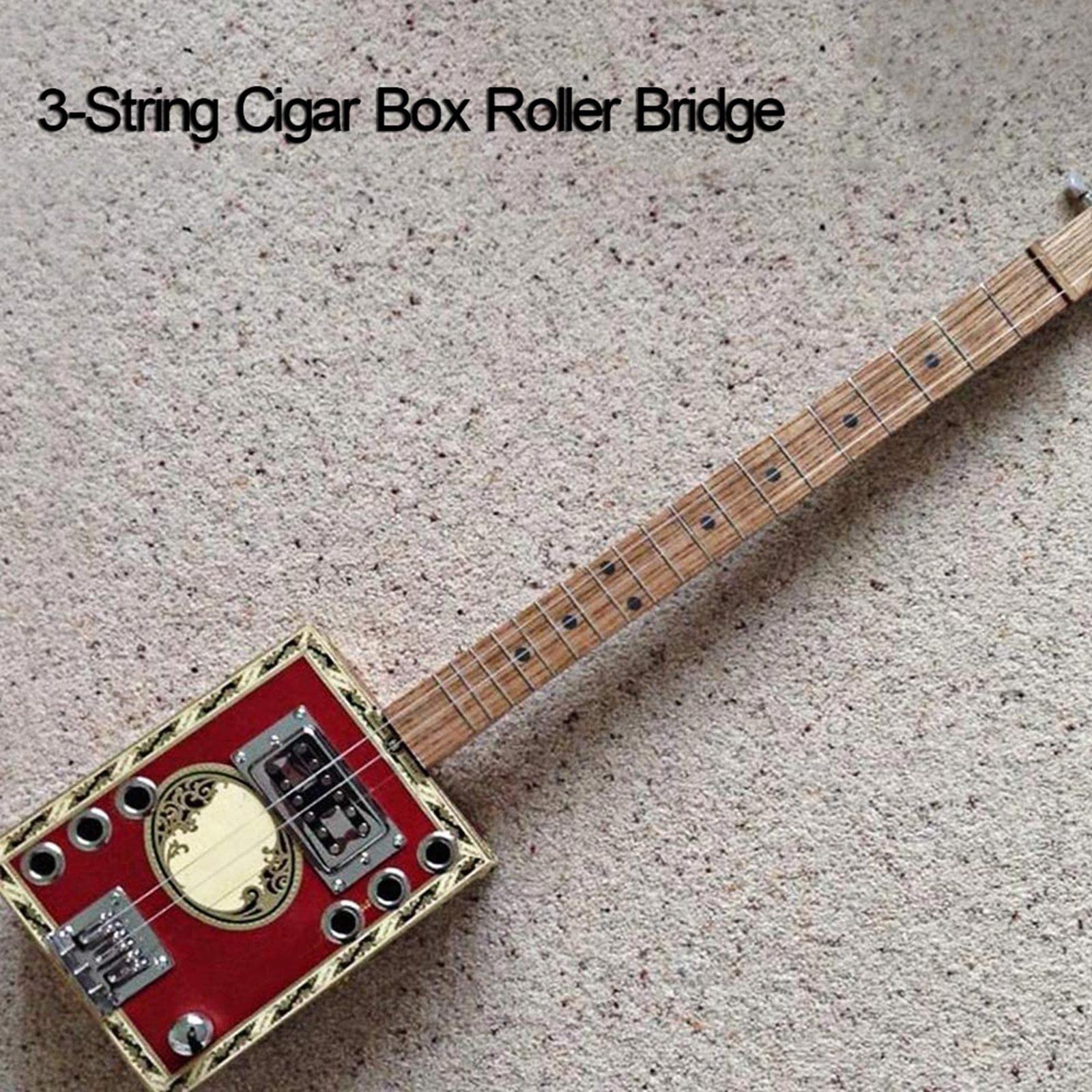 3 String Cigar Box Guitar Bridge, Electric Guitar Bridge Tailpiece Top Load Fixed Hardtail Saddle Cigar Box Guitar Parts, Black - Image 7