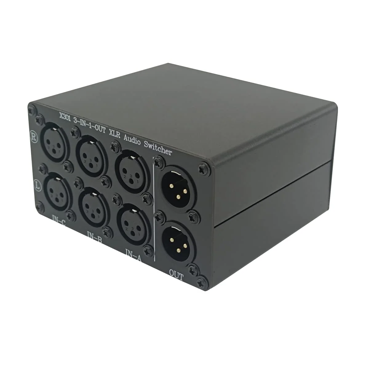 3-Way XLR Stereo Audio Switch box, Balanced Audio Converter, Passive Signal Source Audio Input Selector Switcher splitter box 3 in 1 OUT (X301) 3-IN-1-OUT - Image 3
