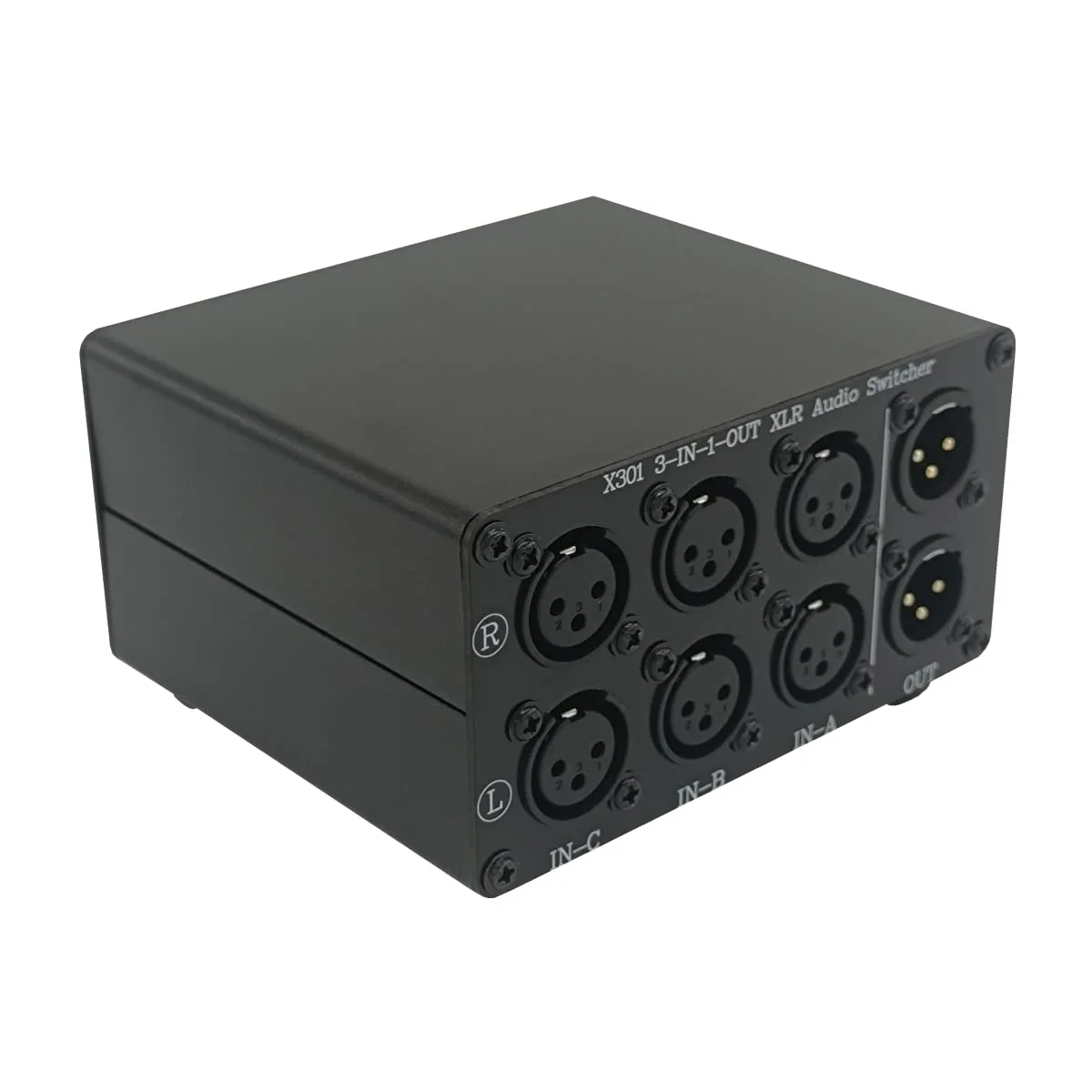 3-Way XLR Stereo Audio Switch box, Balanced Audio Converter, Passive Signal Source Audio Input Selector Switcher splitter box 3 in 1 OUT (X301) 3-IN-1-OUT - Image 4