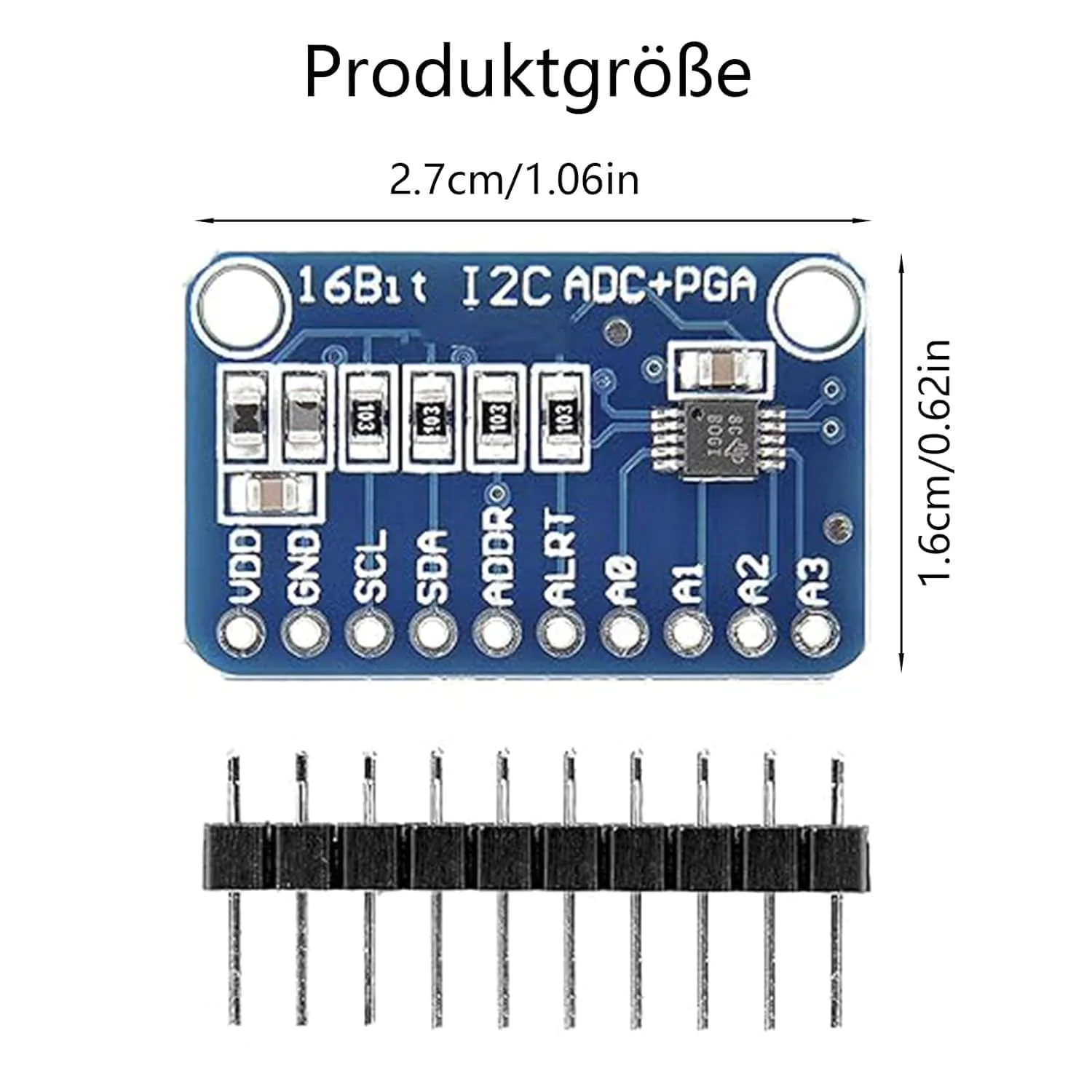 3 x ADS GERUI-1115 (16 Bit) analogue-digital converter ADC development board module, low power consumption (20uA), can be used on current detection and portable low-speed instruments - Image 2