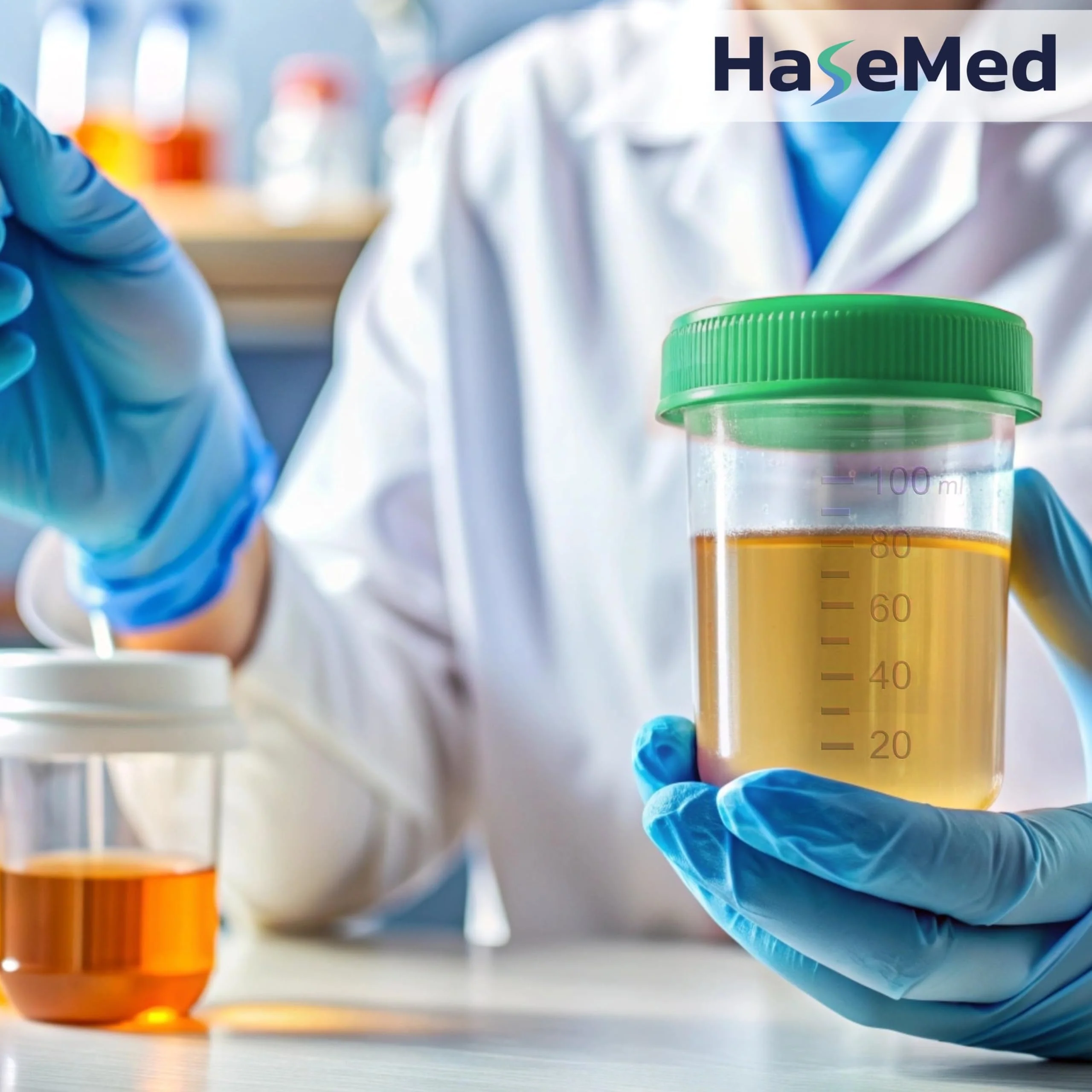 3 x HaseMed Premium Urine Cup Sample Cup | 125 ml, Screw Cap Lid, Green, Graduated up to 100 ml, Leak-Proof, Writeable, Freezable 3 - Image 5