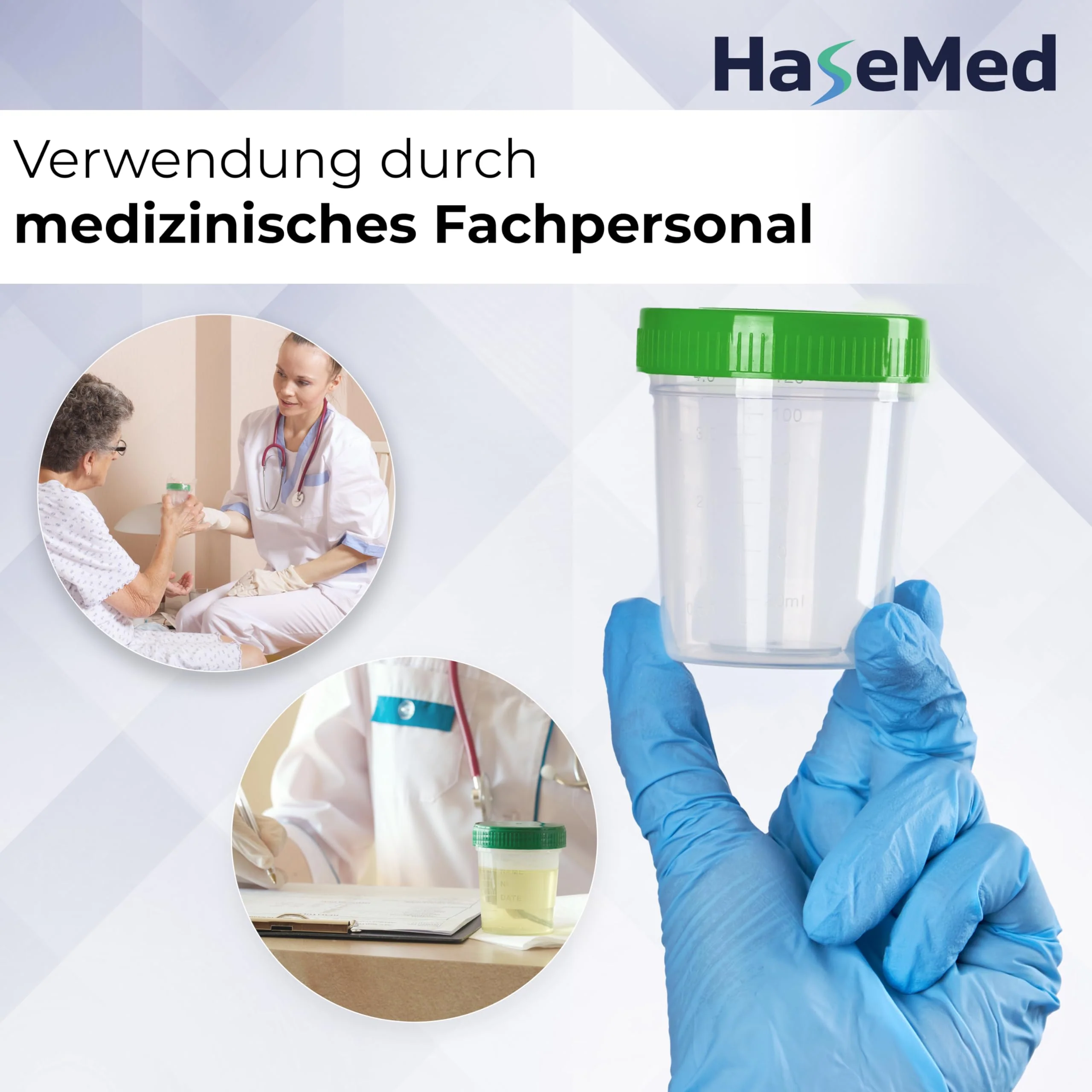 3 x HaseMed Premium Urine Cup Sample Cup | 125 ml, Screw Cap Lid, Green, Graduated up to 100 ml, Leak-Proof, Writeable, Freezable 3 - Image 7