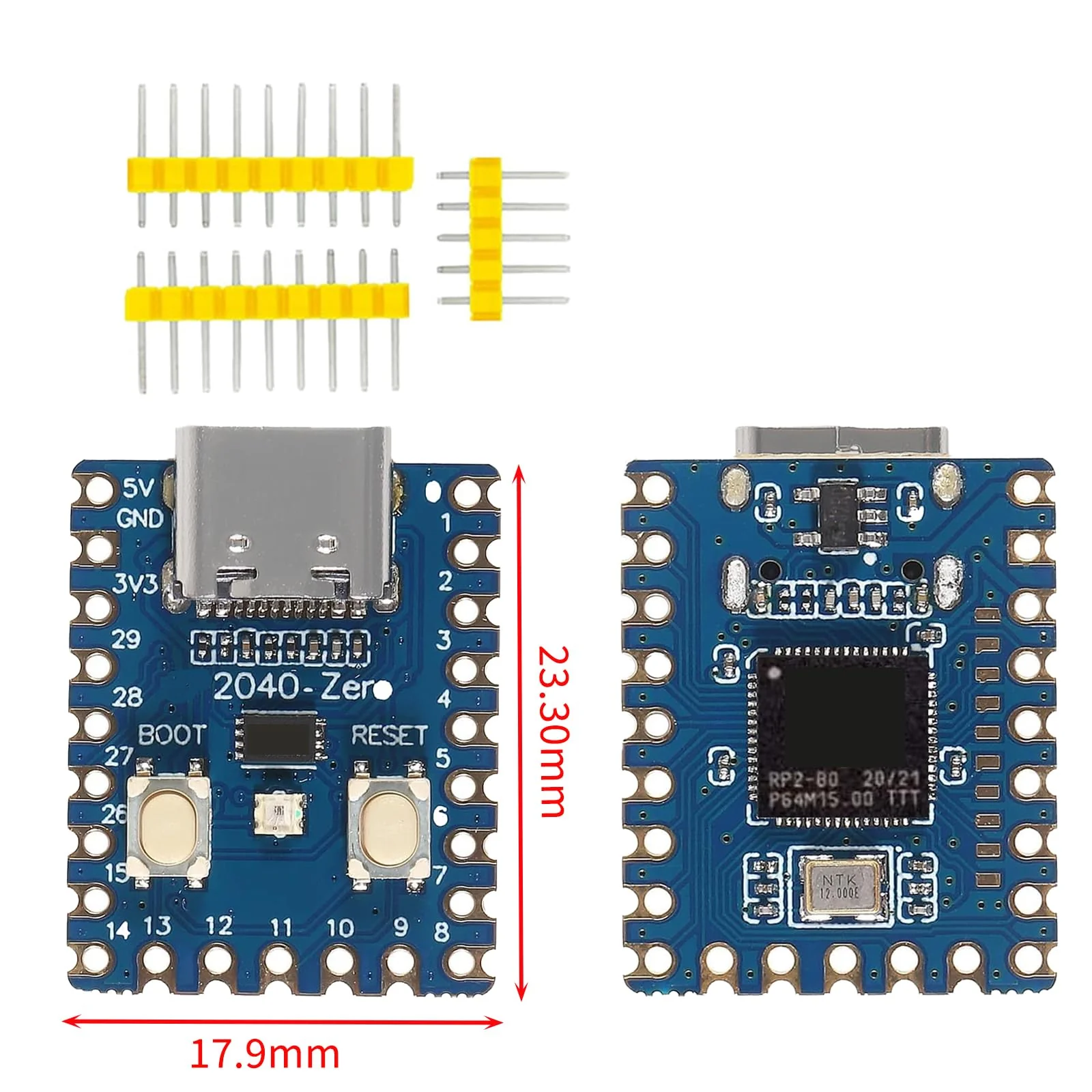 3 x RP2040-Zero, compact microcontroller development board, based on the Raspberry Pi 2040 dual-core ARM Cortex M0+ processor, support C/C++/Python development (with unsoldered pins) - Image 2