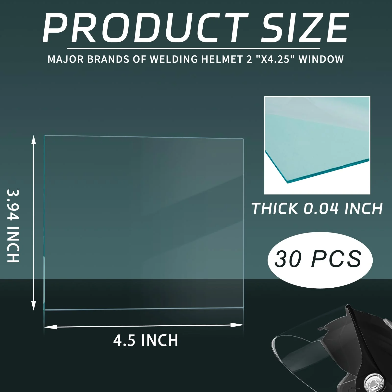 30 Pcs 4.5" x 3.94" Clear Welding Lens 0.04" Thick Welding Cap Hood Clear Lenses Replacement Transparent Universal Helmet Accessories Top Protection for Protecting Eyes 4.5 x 3.94" 30 - Image 2