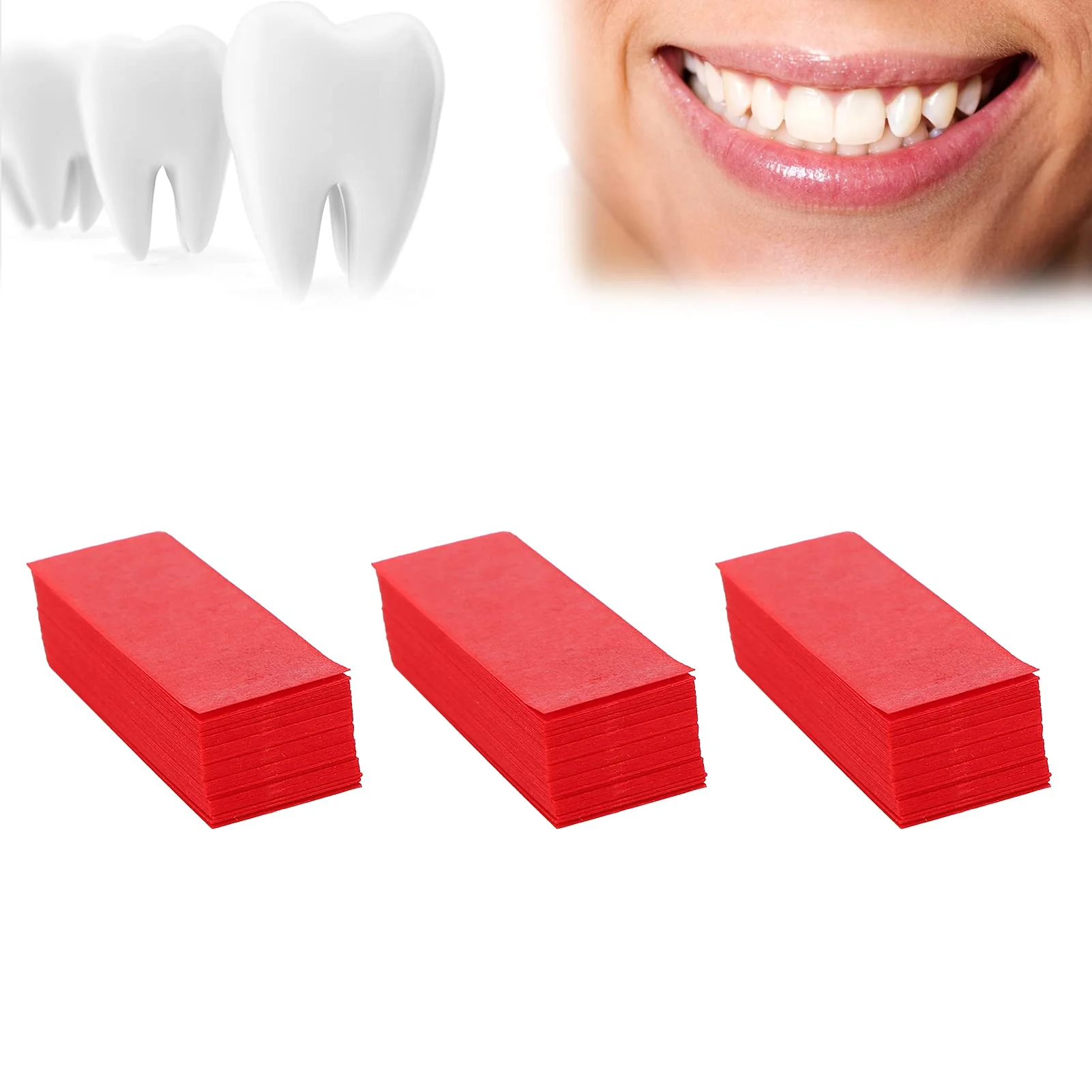 300 Sheets Dental Articulation Paper with Plastic Dispenser, Double-Sided Oral Care Instruments for Occlusal and Interproximal Adjustments (Red) Red - Image 4
