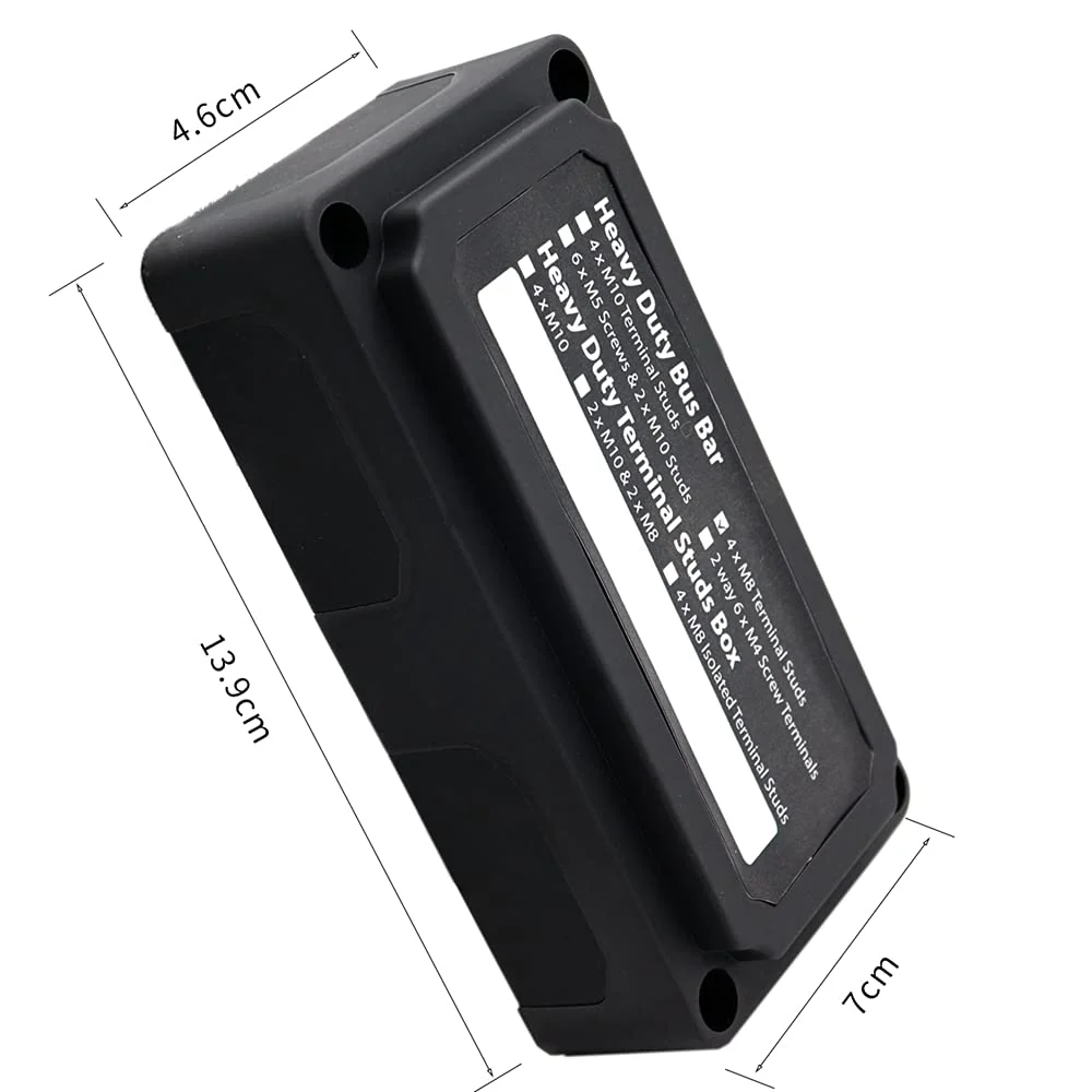 300A Busbar 12 V - 48 V DC Distribution Rail Brass Off-Road Vehicle Mass Distributor Boat Wire Box Camper Busbar Box M10 3/8 Nuts Busbar Black 300A M10(3/8") - Image 3