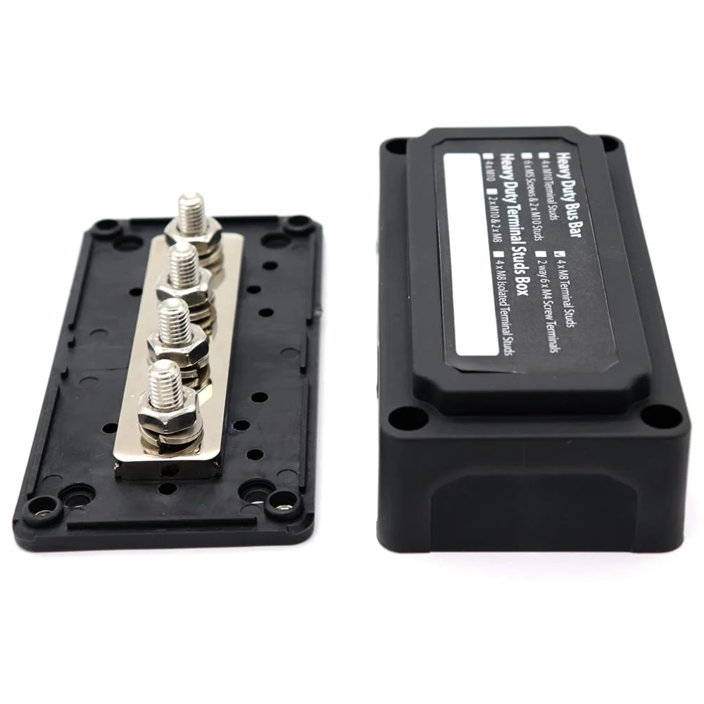 300A Busbar 12 V - 48 V DC Distribution Rail Brass Off-Road Vehicle Mass Distributor Boat Wire Box Camper Busbar Box M10 3/8 Nuts Busbar Black 300A M10(3/8") - Image 9