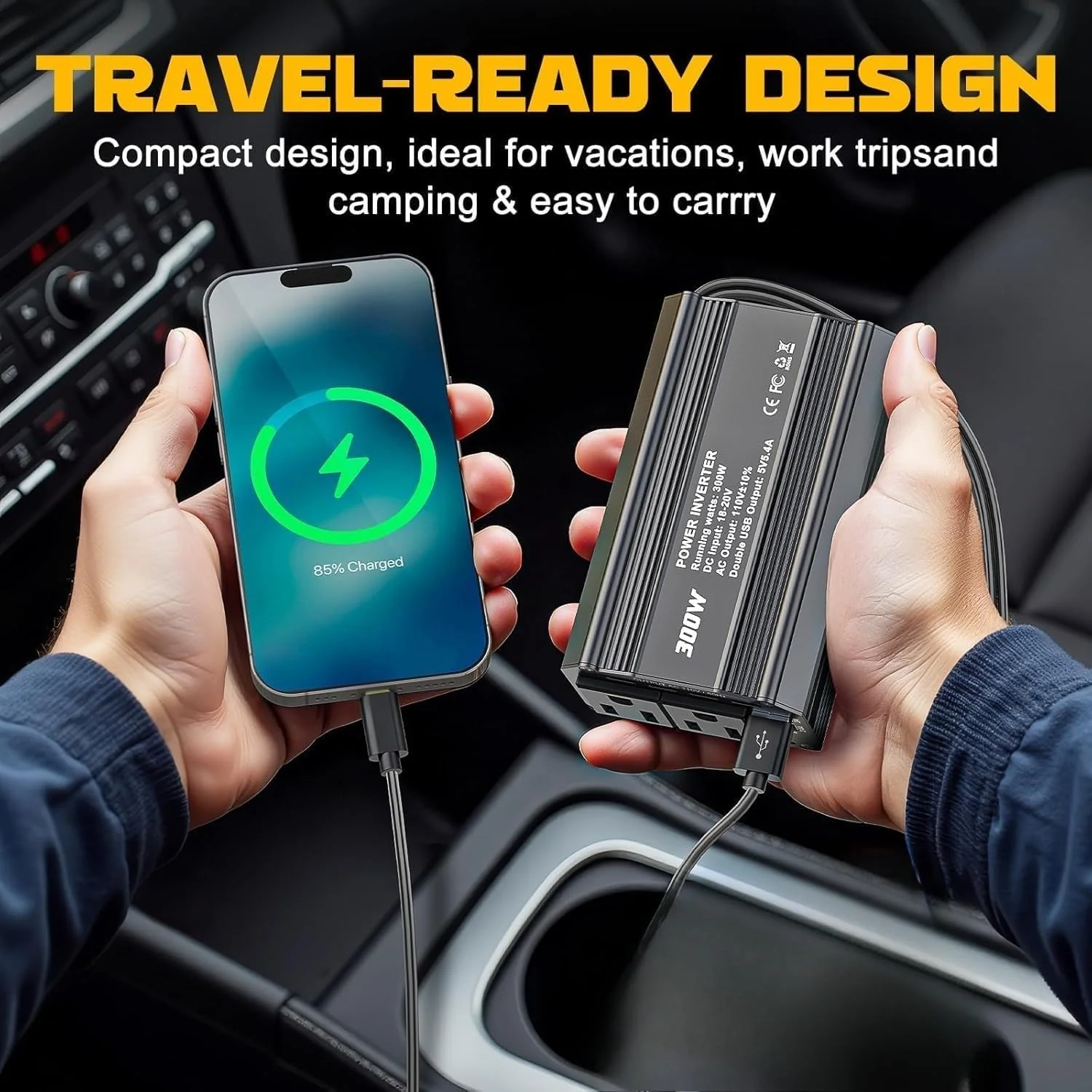 300W Power Inverter for Worx 20V 6PIN Li-ion Battery DC 20V to AC 110V 120V Battery Inverter Portable Power Station Generator with 2 AC Outlet & 2 USB Ports for Camping Outdoor - Image 4