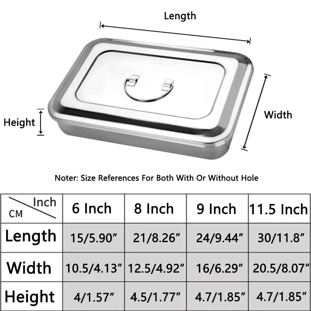 304 Stainless Steel Medical Sterilizer Box Surgical Instruments Storage Boxes for Professional Surgery, Veterinarians, Beauty Salon, Dentist Use (6 Inch (with Holes) - Image 3