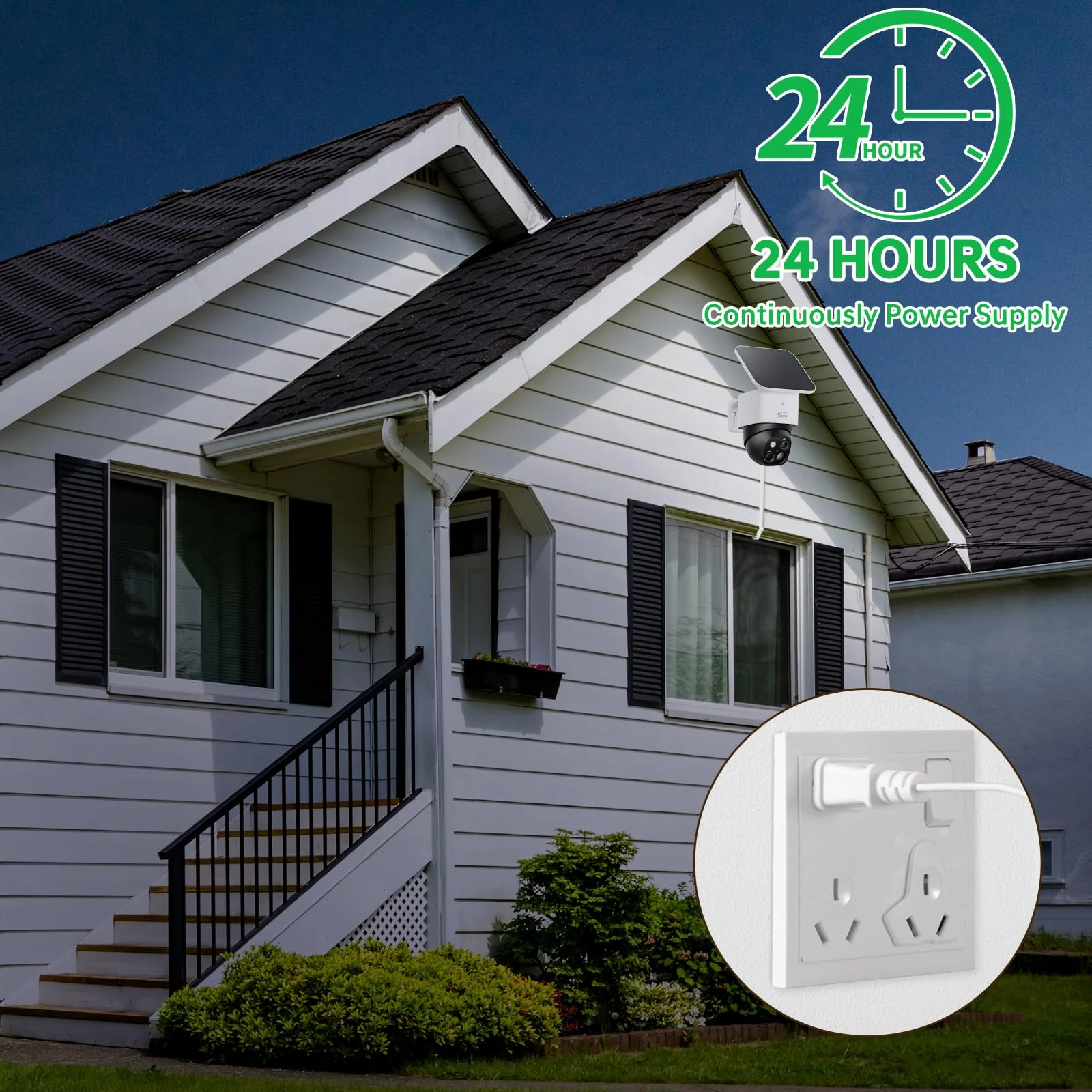 30FT Power Adapter Designed for eufy Security SoloCam S220/S340/C210, eufyCam 3/S330 and eufy Security Indoor Cam S350/C210/C220, Charger and Extension Cable Provide Continuous Charging - White - Image 3
