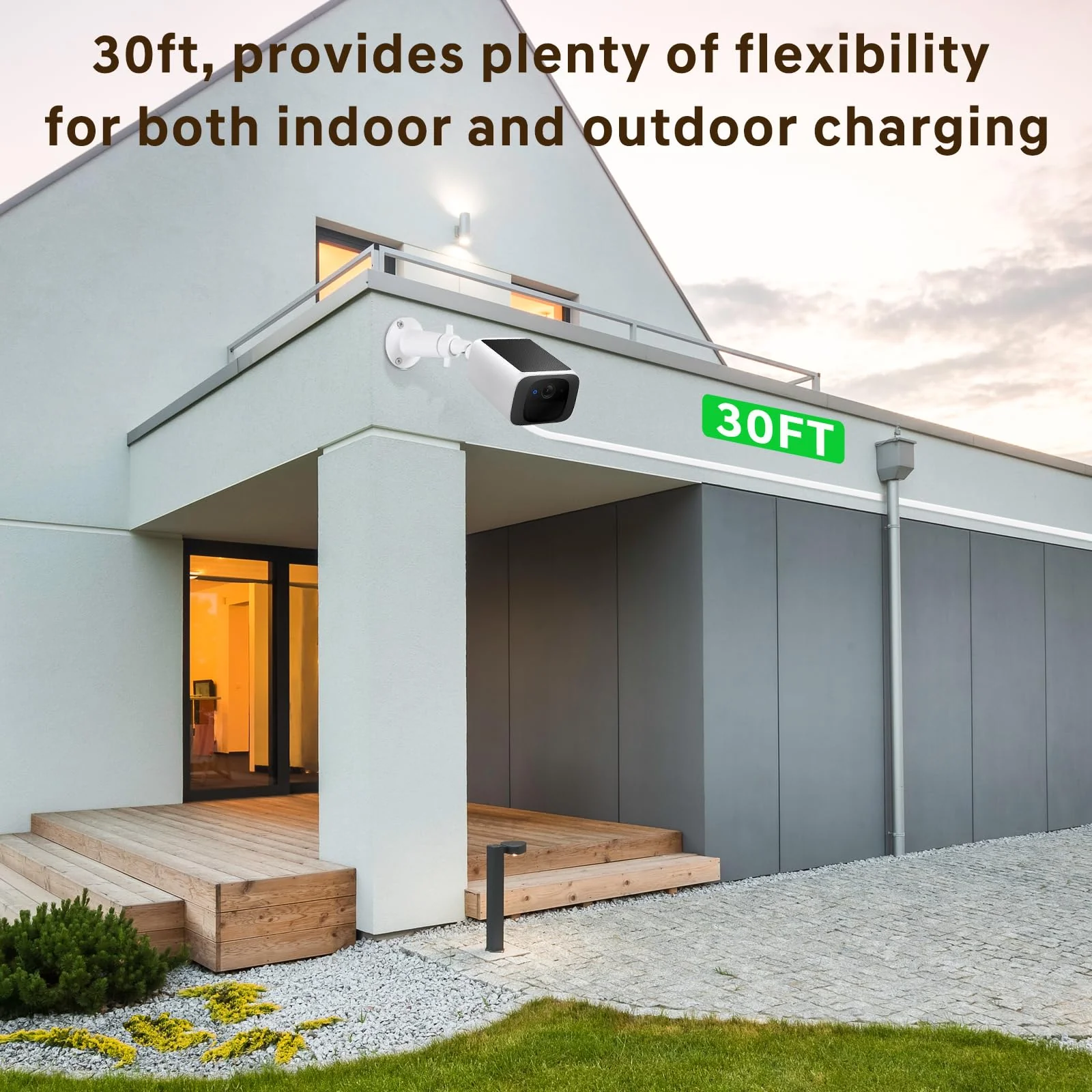 30FT Power Adapter Designed for eufy Security SoloCam S220/S340/C210, eufyCam 3/S330 and eufy Security Indoor Cam S350/C210/C220, Charger and Extension Cable Provide Continuous Charging - White - Image 4