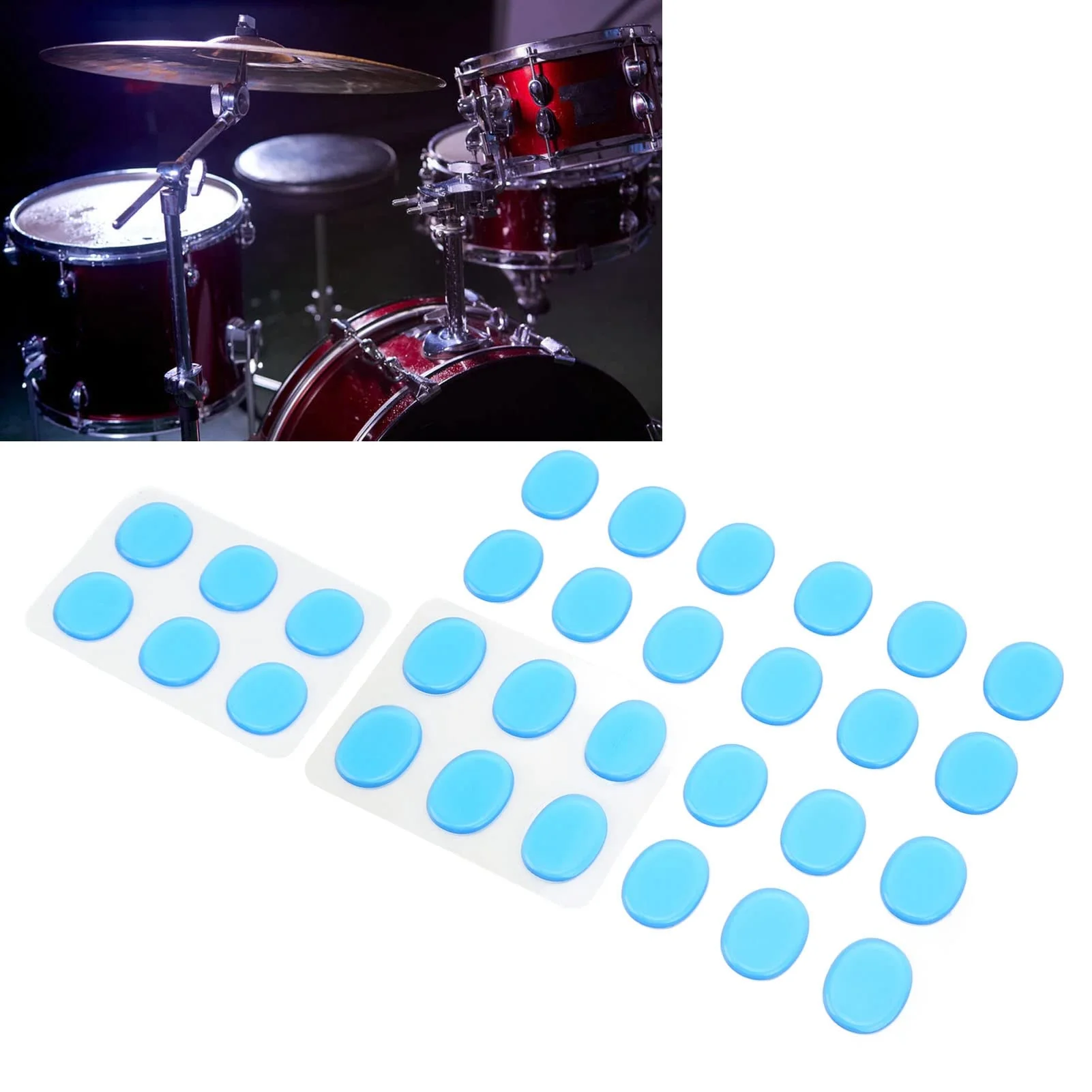 30Pcs Drum Dampeners Gel Pads Silicone Drum Silencers Sound Dampening Muffler Pads, Drum Dampeners Gels Silicone Gel Pads Soft Drum Dampeners for Drums Cymbals Tone Control,Black,Blue(Blue) - Image 7