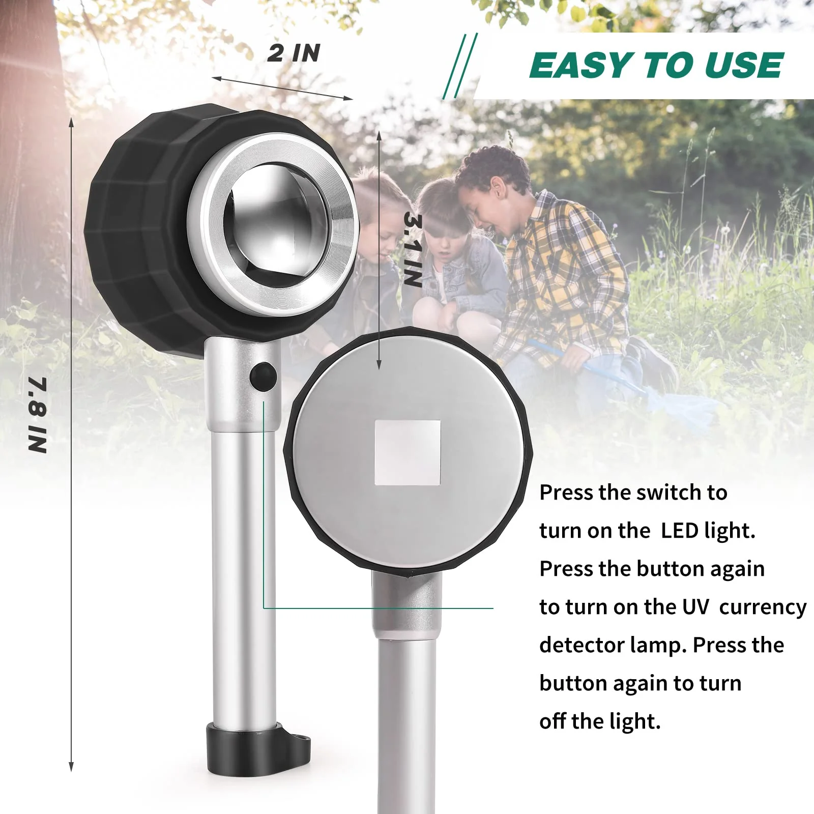 30X Handheld Magnifier with 6 Light, Jeweler Loupes Lighted Magnifying Glass-USB Rechargeable for Seniors Reading Coins Crafts Jewelry Hobbies 30X-1.41in - Image 2