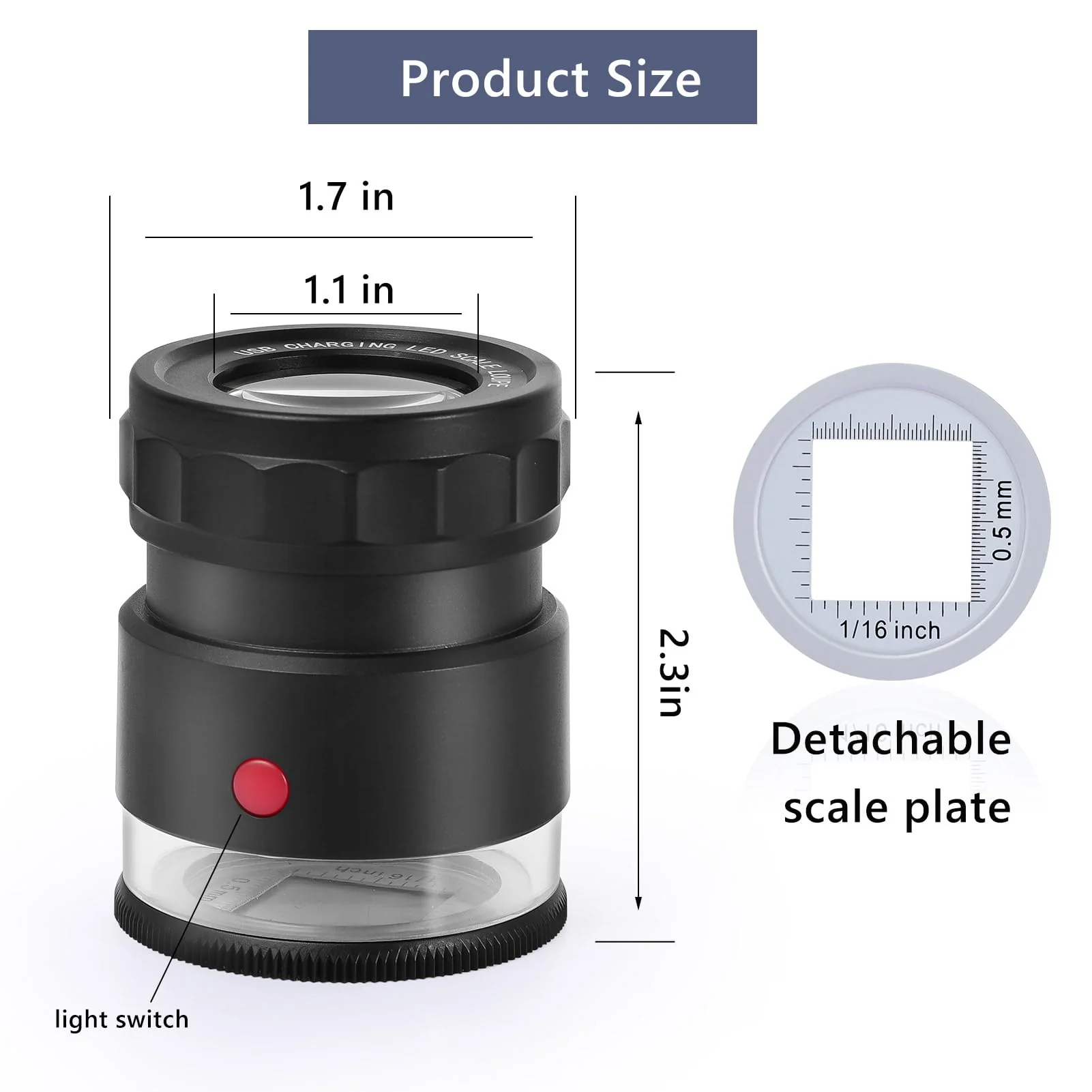 30X Loupe Magnifier, USB Rechargeable 8 Lights Portable Eye Loupe Sewing Magnifying Glass for Watches, Jewelry, Coins, Currency, Stamps - Image 4