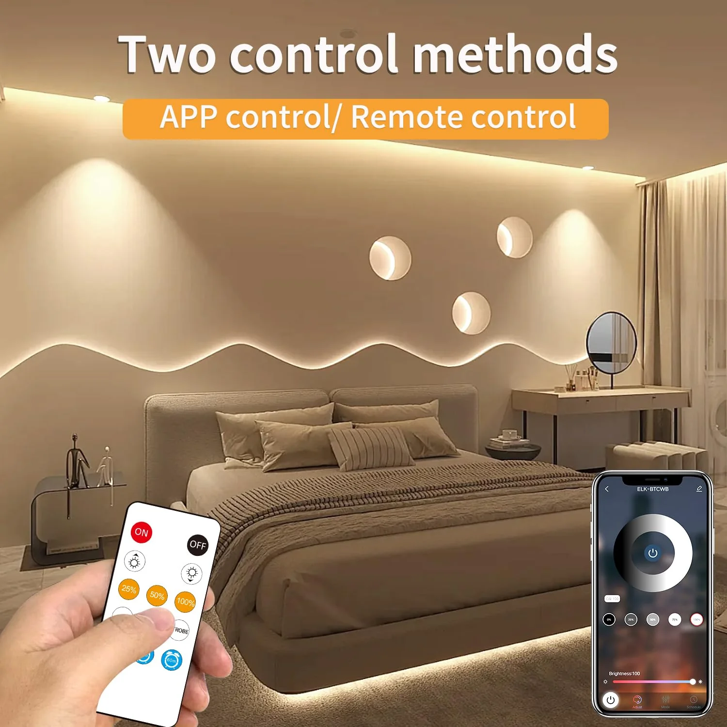 32.8ft COB LED Strip Lights 3000K Warm White Dimmable DC 24V Flexible LED Tape Light for Bedroom, with Remote and app Control LED Light Strip,for DIY Home Decoration 32.8FT - Image 2