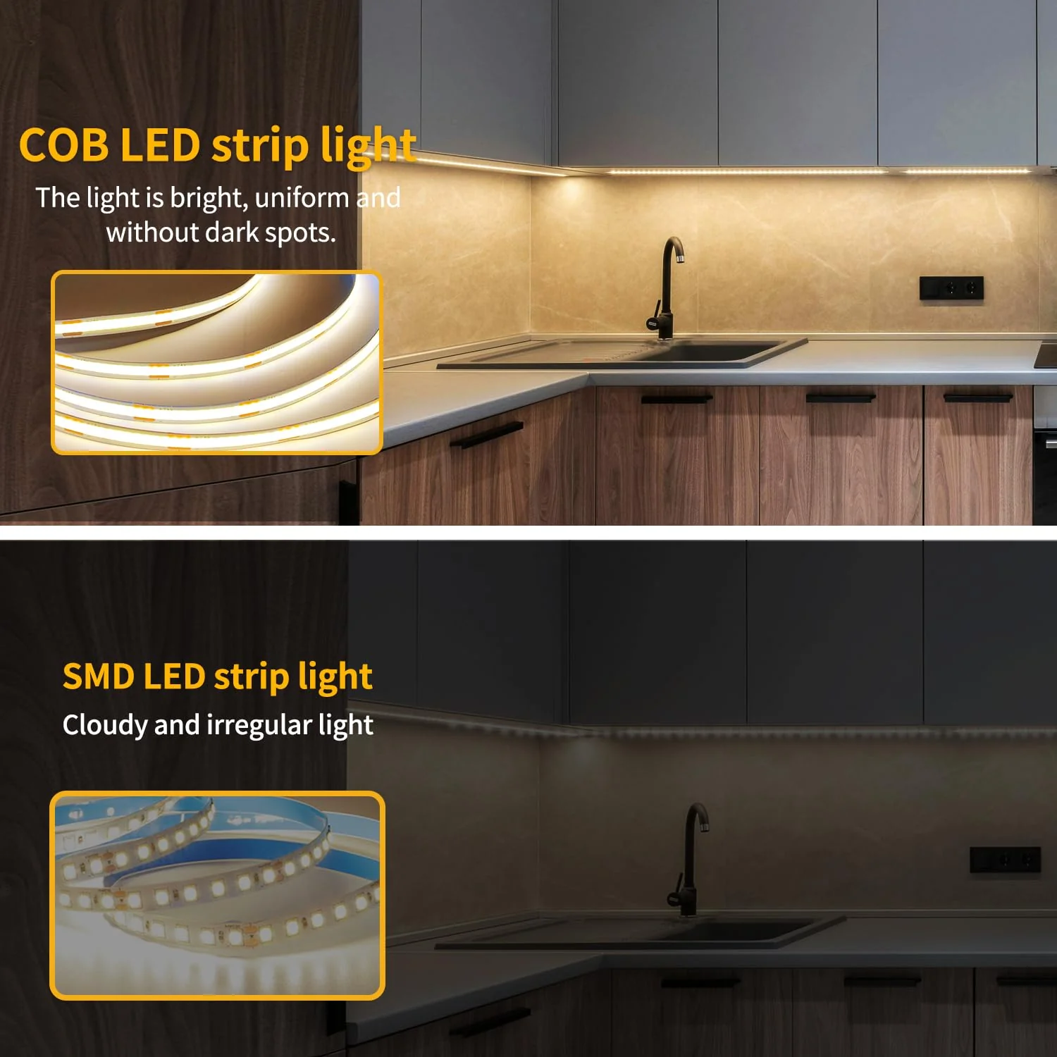 32.8ft COB LED Strip Lights 3000K Warm White Dimmable DC 24V Flexible LED Tape Light for Bedroom, with Remote and app Control LED Light Strip,for DIY Home Decoration 32.8FT - Image 4