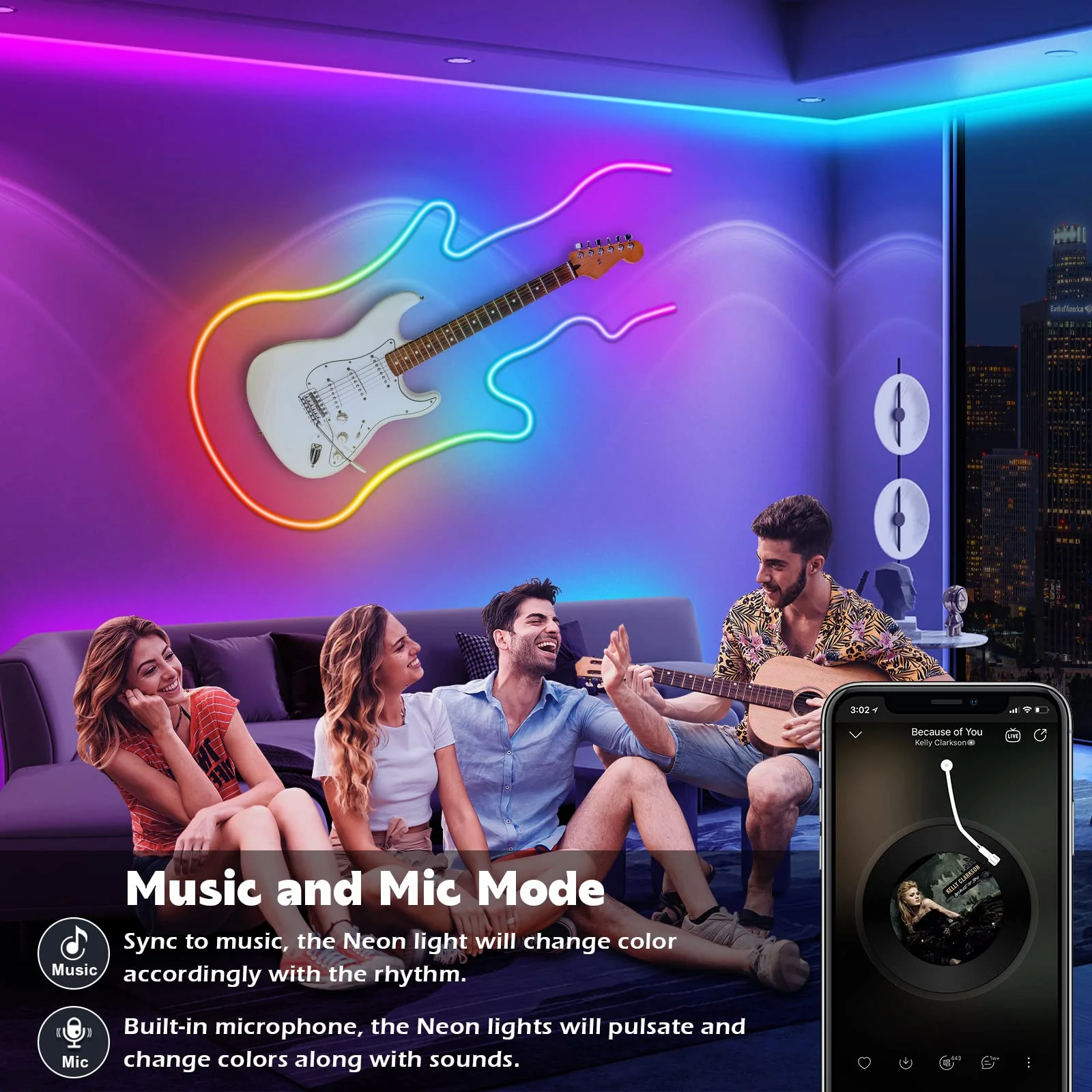 32.8Ft Neon Rope Lights,Flexible Led Rope Lights Control with App/Remote,Multiple Modes RopeLights,IP65 Outdoor RGB Led Neon Lights NonWater Resistant,Music Sync Gaming Led NeonLight Strip 32.8FT - Image 5