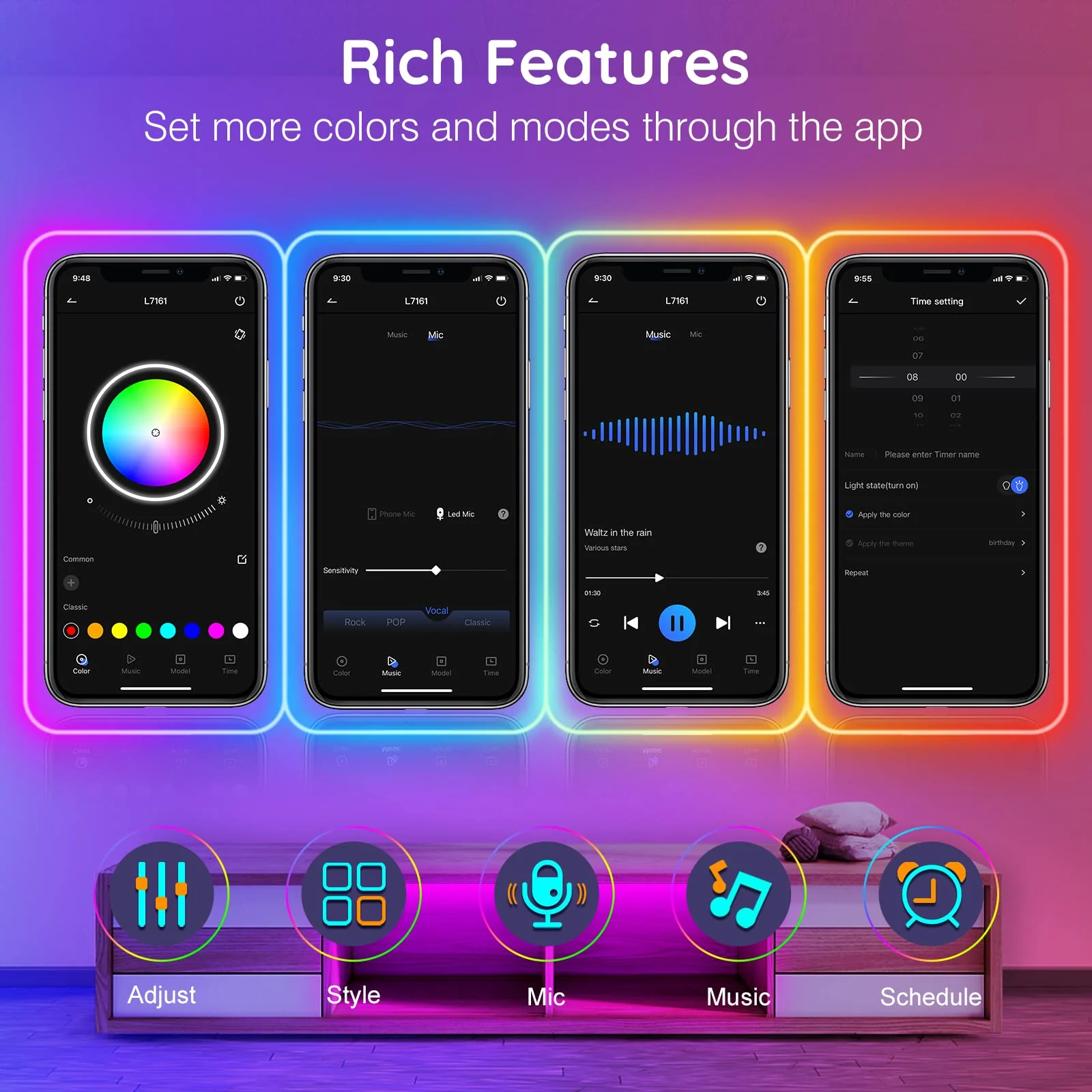 32.8Ft Neon Rope Lights,Flexible Led Rope Lights Control with App/Remote,Multiple Modes RopeLights,IP65 Outdoor RGB Led Neon Lights NonWater Resistant,Music Sync Gaming Led NeonLight Strip 32.8FT - Image 7