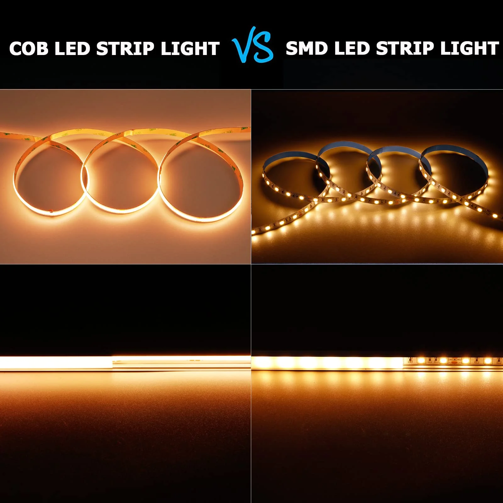 32.8ft(10M) 24V COB LED Strip Light Warm White 3000K 3840LEDs CRI 93+ 6800lm Uniform Glow Dotless IP20 Not Waterproof Flexible LED Tape Lights for DIY Cabinet Bedroom Home Decor(No Power Supply) 10 meters - Image 2