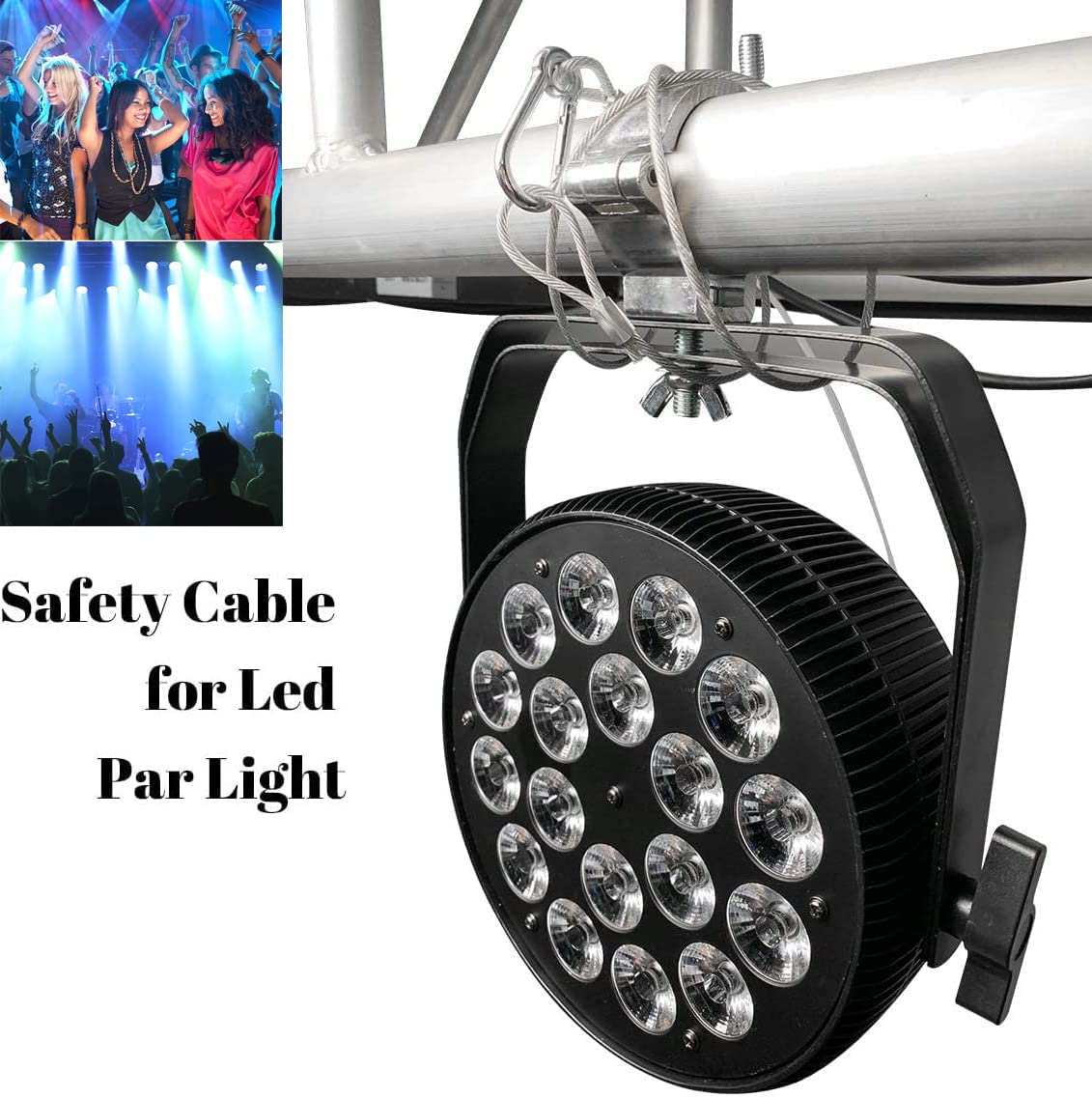 32'' Safety Cables 10 Pack, Czgor Stainless Steel Safety Cables with Carabiner Lock lighting Fall Prevention Security Cable Safety Rope for DJ Stage Lighting Bicycle Luggage Lock 110lb Load Capacity safety cables 10 pack 110 lb - Image 2