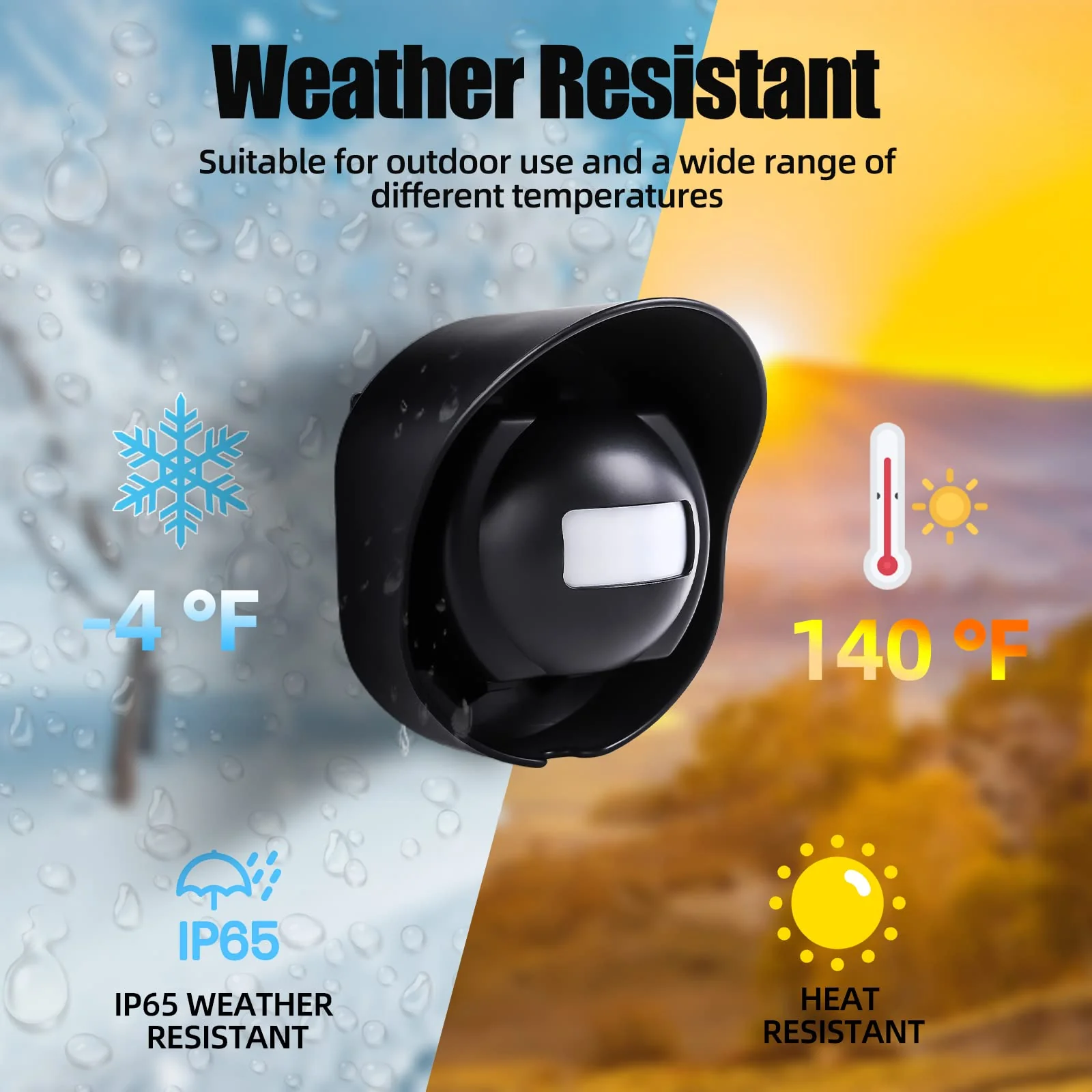 328ft Range Wireless Driveway Alarm Outside Weather Resistant Motion Sensor Alarm Security Alert-Protect Outdoor/Indoor Property-2 Receiver and 3 PIR Motion Detector-38 Chimes Black 2 alarms + 3 waterproof sensors - Image 3