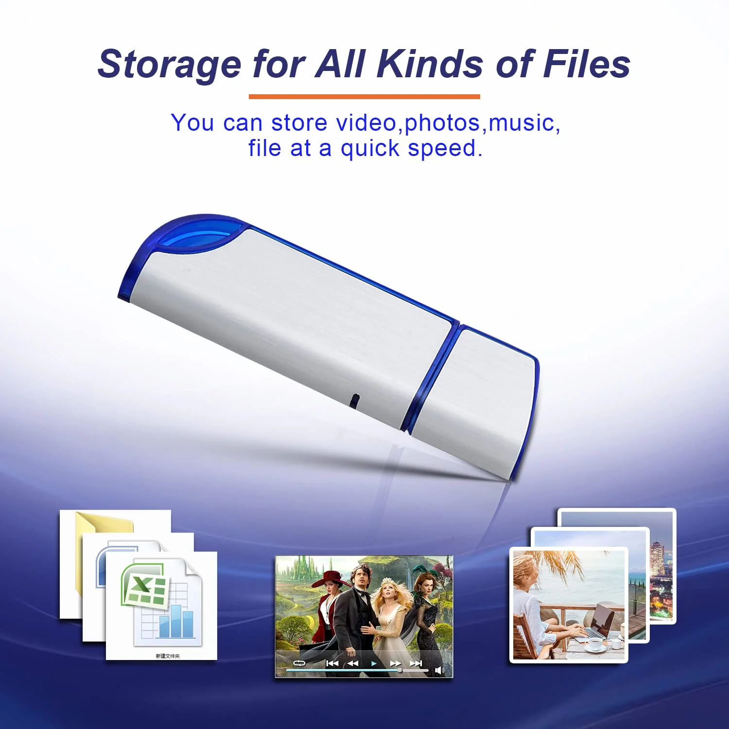 32GB FAT32 Format USB 2.0 Flash Drives, USB Memory Stick for Game Capture Card/Cassette Player/Computer/Laptop/External Data Storage with Indicative Light - Image 3