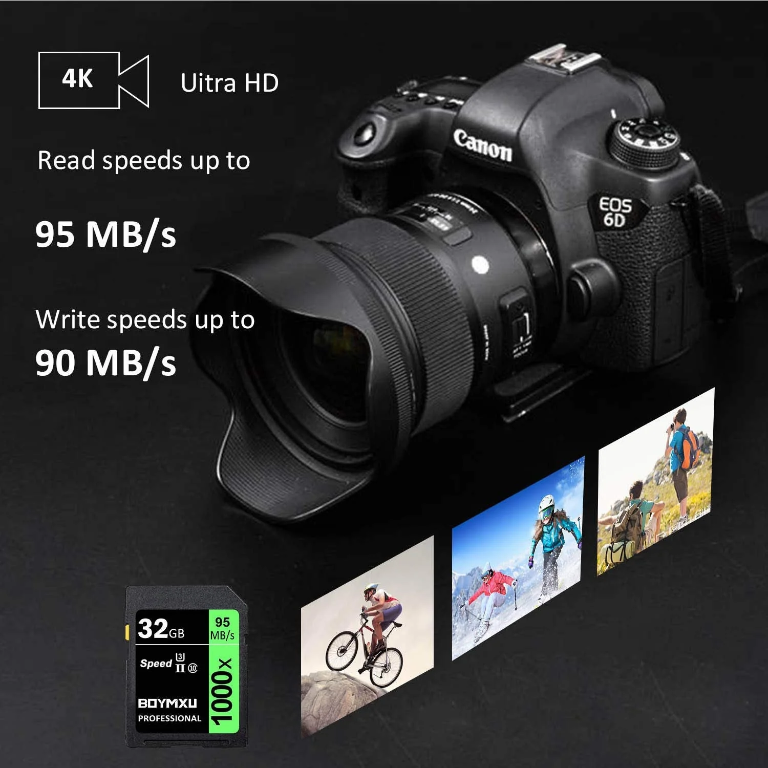 32GB Memory Card, BOYMXU Professional 1000 x Class 10 Card U3 Memory Card Compatible Computer Cameras and Camcorders, Camera Card Memory Card Up to 95MB/s, Green/Black 32GB GREEN - Image 2
