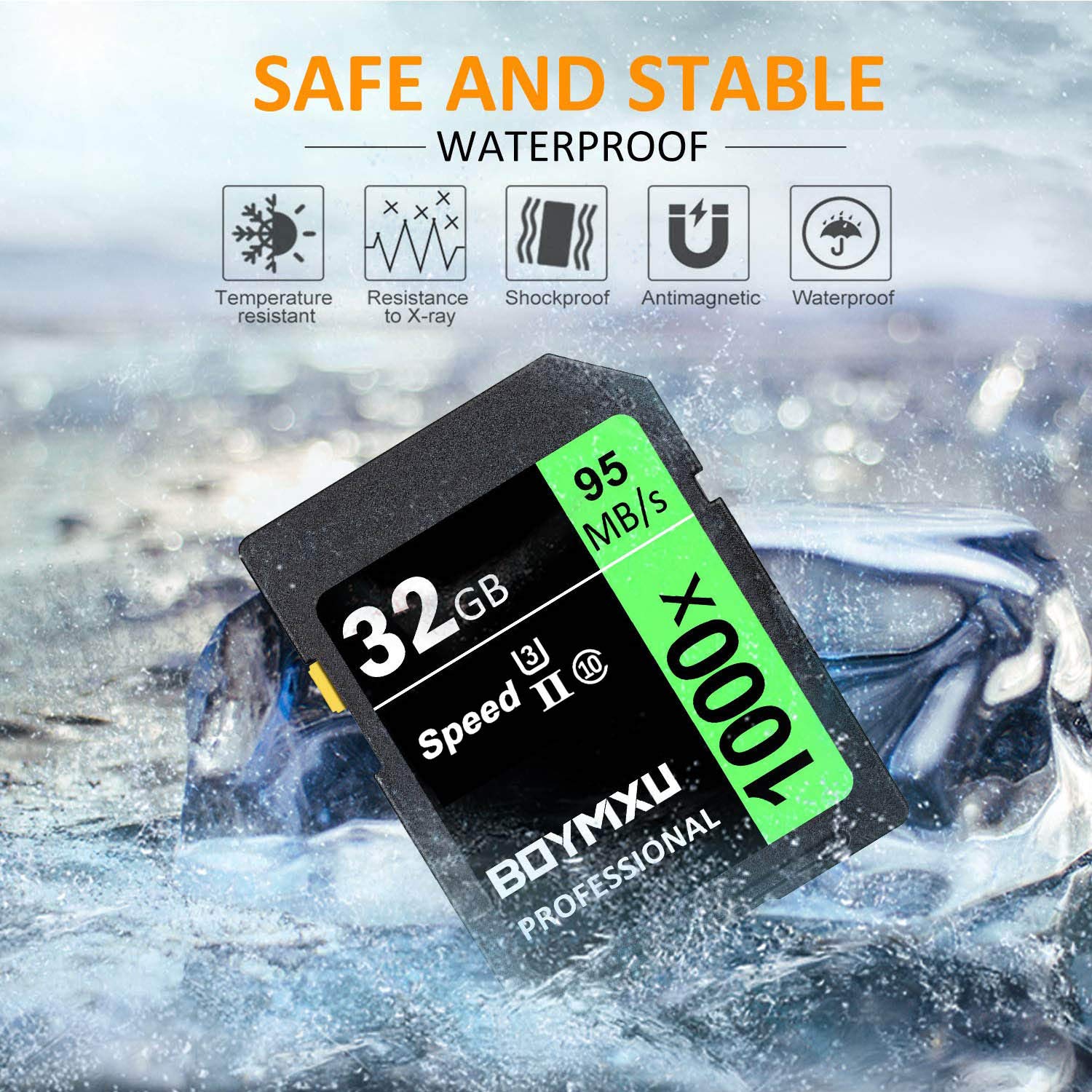 32GB Memory Card, BOYMXU Professional 1000 x Class 10 Card U3 Memory Card Compatible Computer Cameras and Camcorders, Camera Card Memory Card Up to 95MB/s, Green/Black 32GB GREEN - Image 5