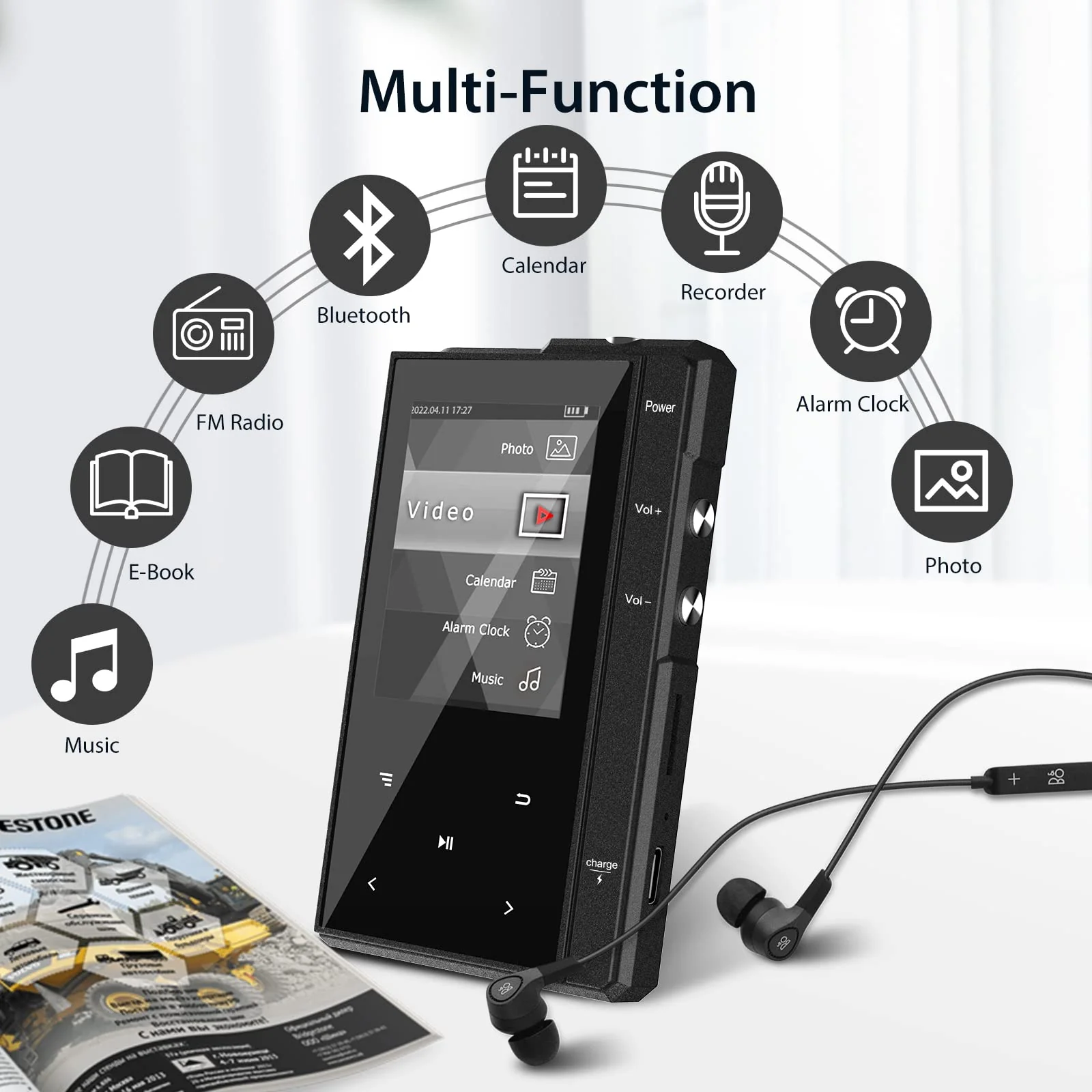 32GB MP3 Player with 90 Hours Long Battery Life,Bluetooth 5.0,Phinistec Z6 Digital Audio Player with Loud Speaker, 2.4'' IPS Portable Music Player,FM Radio,Voice Recorder Support up to 256GB(Black) 32GB - Image 7