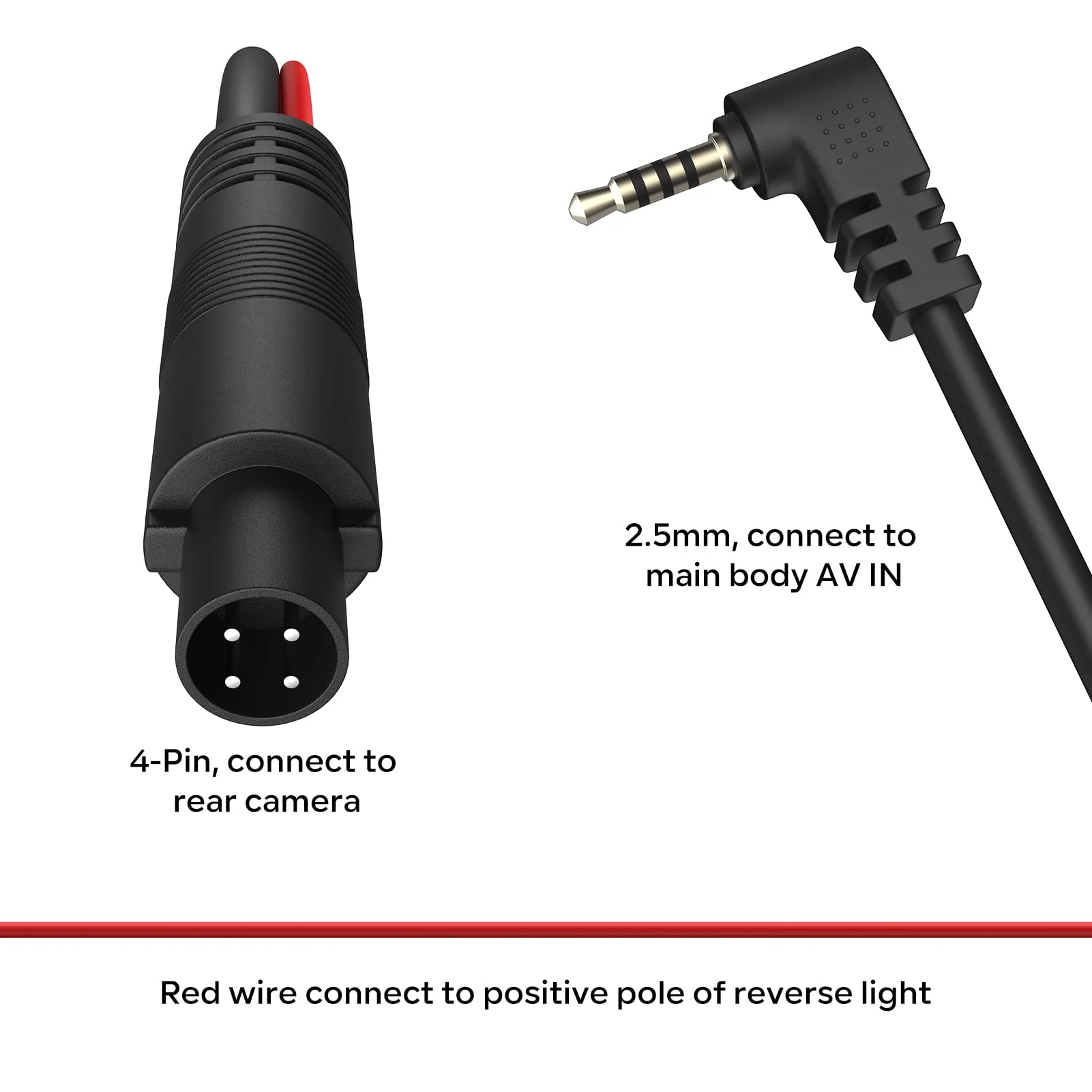 33 Feet Rear Camera Extension Cable, 2.5mm to 4-Pin Dash Cam Rearview Backup Camera Extension Cord - Image 2