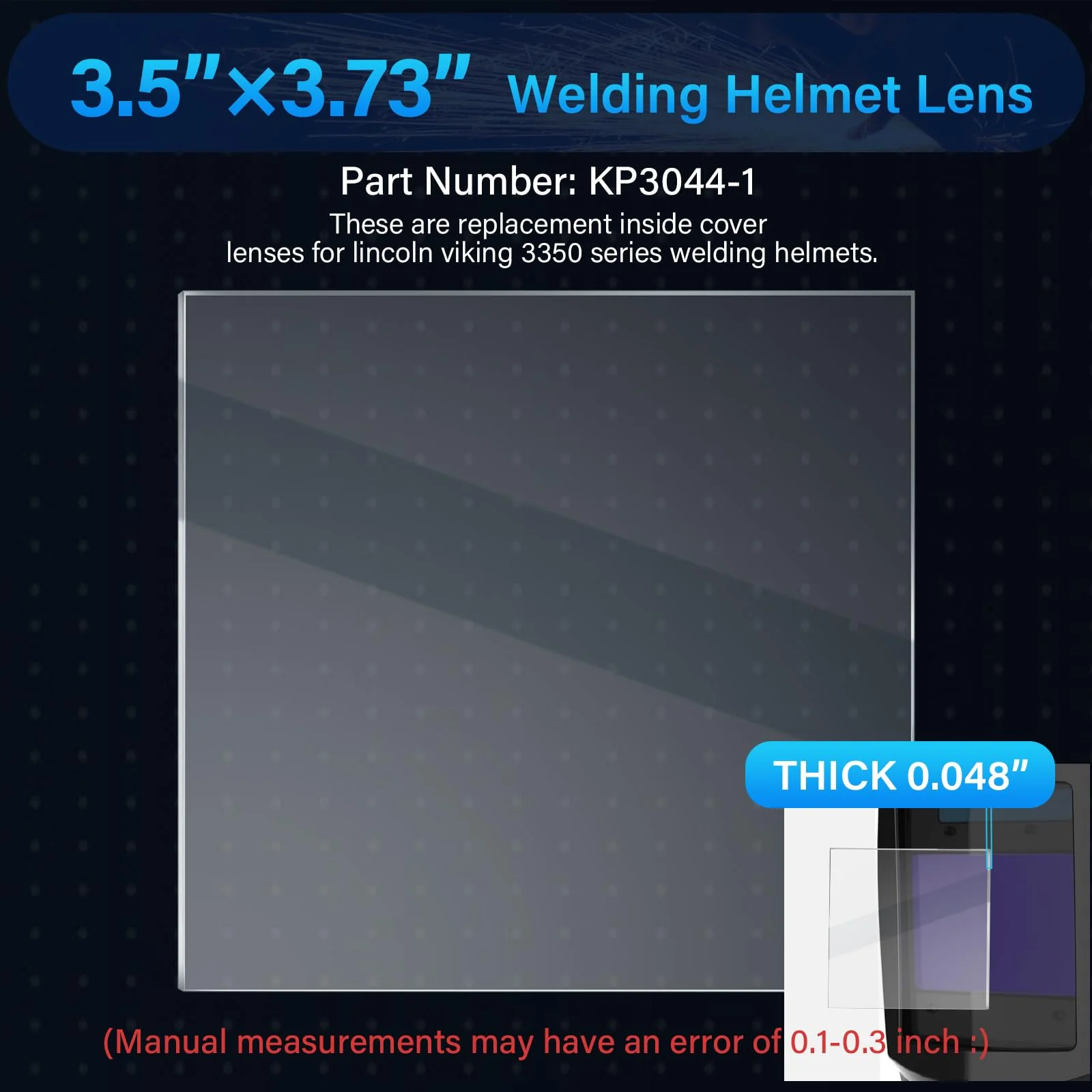 3350 Series Inside Clear Cover Lens Fits for Lincoln Viking Electric Welding Helmet Hood, 3.73" x 3.5" Arc Welder Protective Lenses Electric Welder Parts, Replaces KP3044-1 (6 PCS) - Image 2