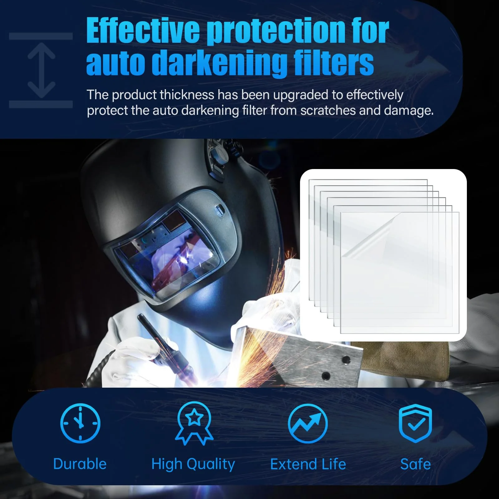 3350 Series Inside Clear Cover Lens Fits for Lincoln Viking Electric Welding Helmet Hood, 3.73" x 3.5" Arc Welder Protective Lenses Electric Welder Parts, Replaces KP3044-1 (6 PCS) - Image 5