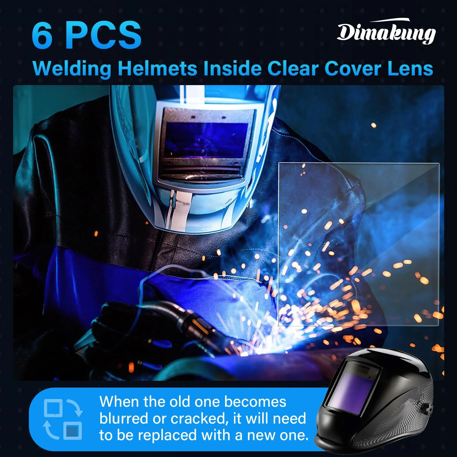 3350 Series Inside Clear Cover Lens Fits for Lincoln Viking Electric Welding Helmet Hood, 3.73" x 3.5" Arc Welder Protective Lenses Electric Welder Parts, Replaces KP3044-1 (6 PCS) - Image 7