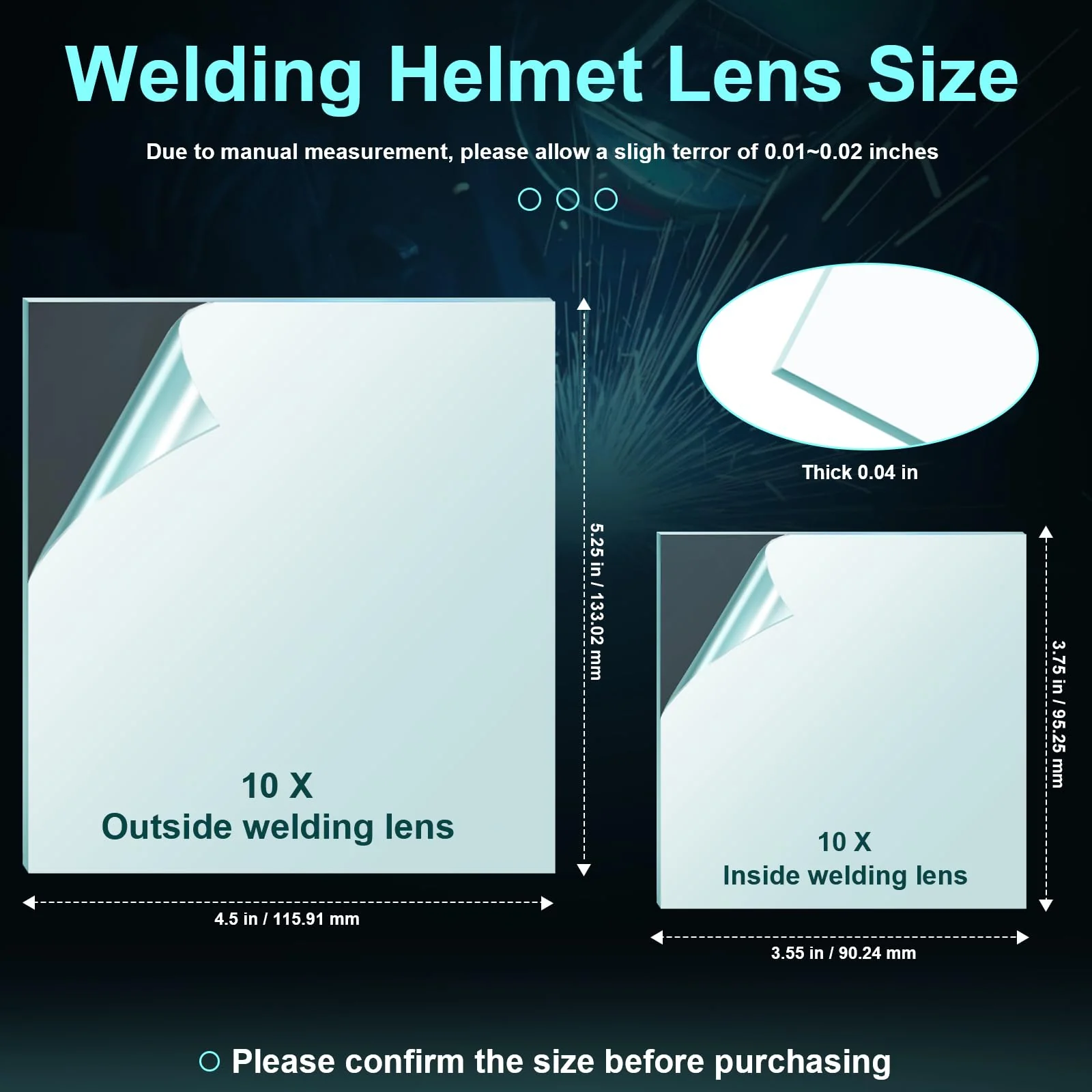 3350 Welding Helmet Lens for Lincoln Electric Viking Welding Hood Cover Clear Lenses - KP3044-1 KP2898-1 (10 PCS Inside + 10 PCS Outside) - Image 3