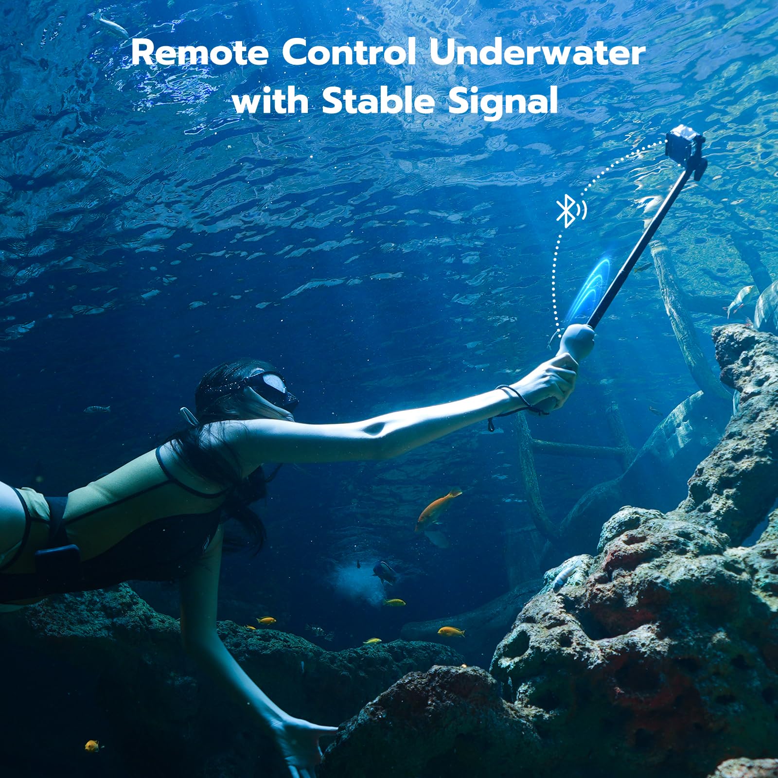 33inch Underwater Selfie Stick for GoPro Hero 13 12 11 10 9 8, with Bluetooth Remote Control, Waterproof & Extendable, 1 Hour Charging Time, 21 Hours Shooting for Diving Surfing Snorkeling - Image 2