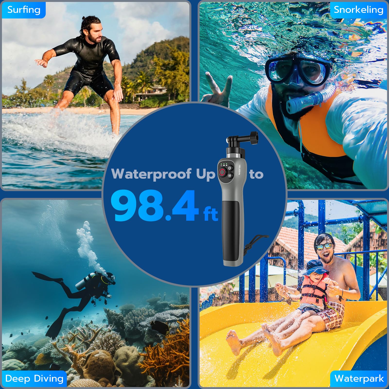 33inch Underwater Selfie Stick for GoPro Hero 13 12 11 10 9 8, with Bluetooth Remote Control, Waterproof & Extendable, 1 Hour Charging Time, 21 Hours Shooting for Diving Surfing Snorkeling - Image 4