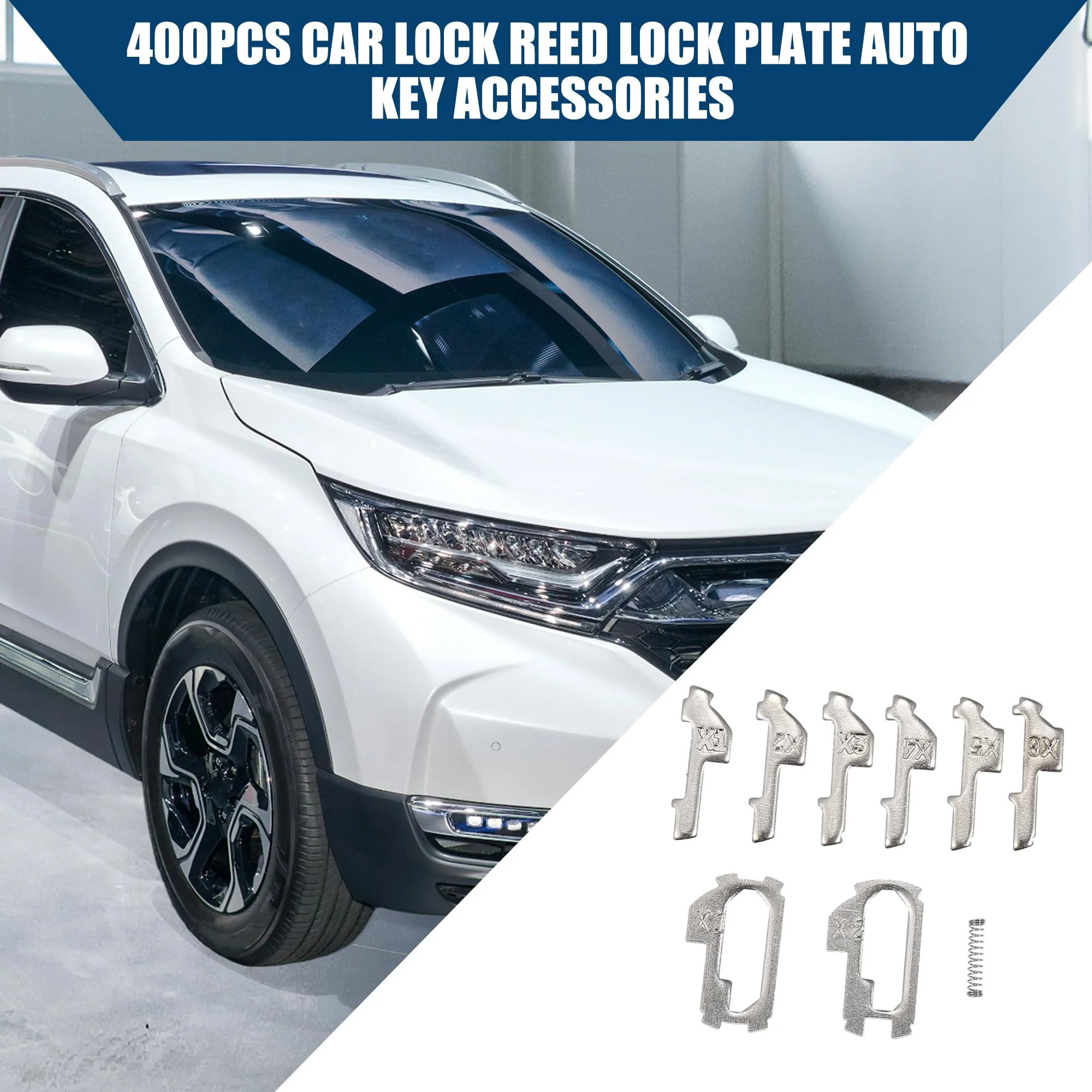 350pcs Car Lock Reed Lock Plate Auto Key for Honda HON66 Lock/Outer/Durable Metal / 1 Set Silver Tone - Image 2