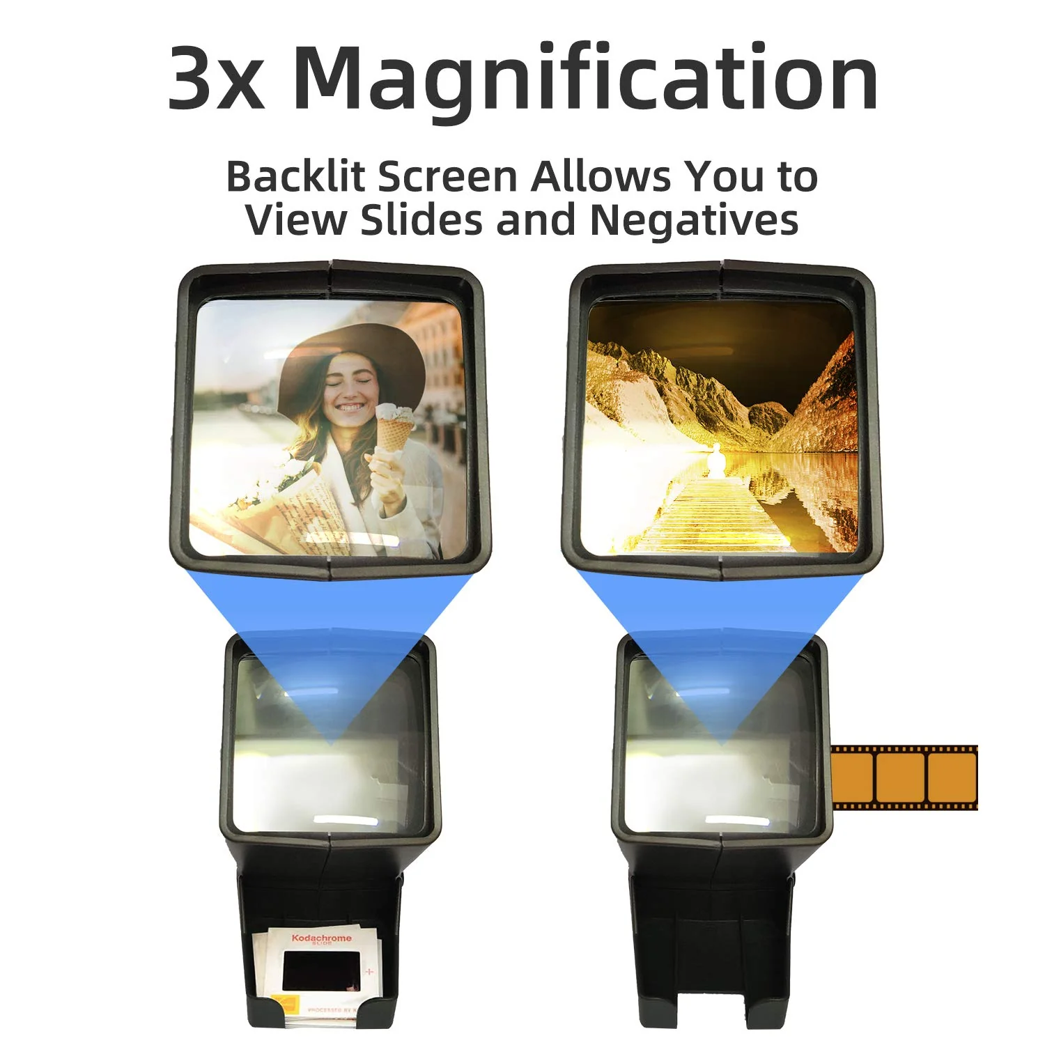 35mm Desk Top Portable Negative and Slide Viewer，LED Lighted and 3X Magnification - Image 3