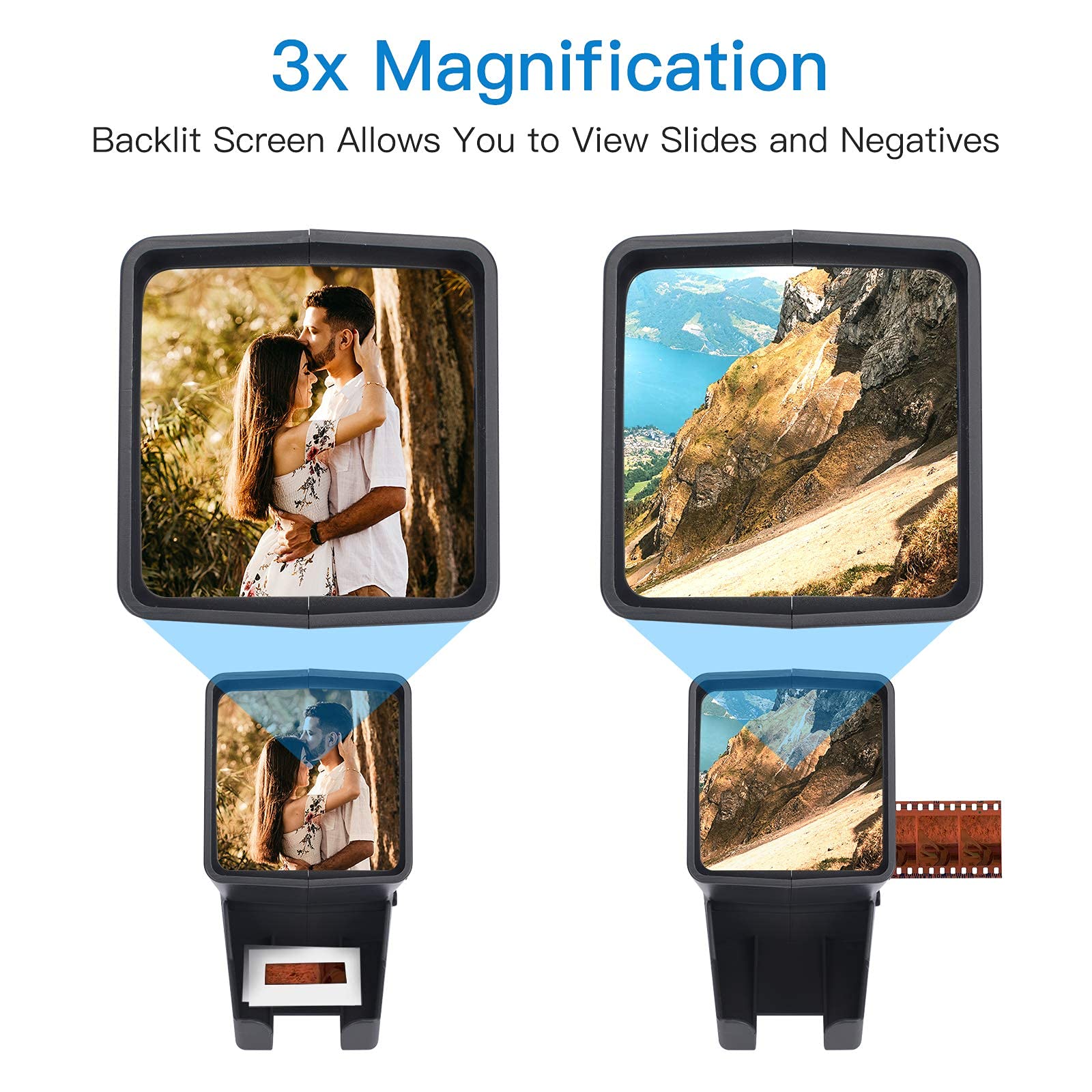 35mm Slide and Film Viewer, Negative Scanner, Desk Top LED Lighted Illuminated Viewing, 3X Magnification, USB Powered - Image 2