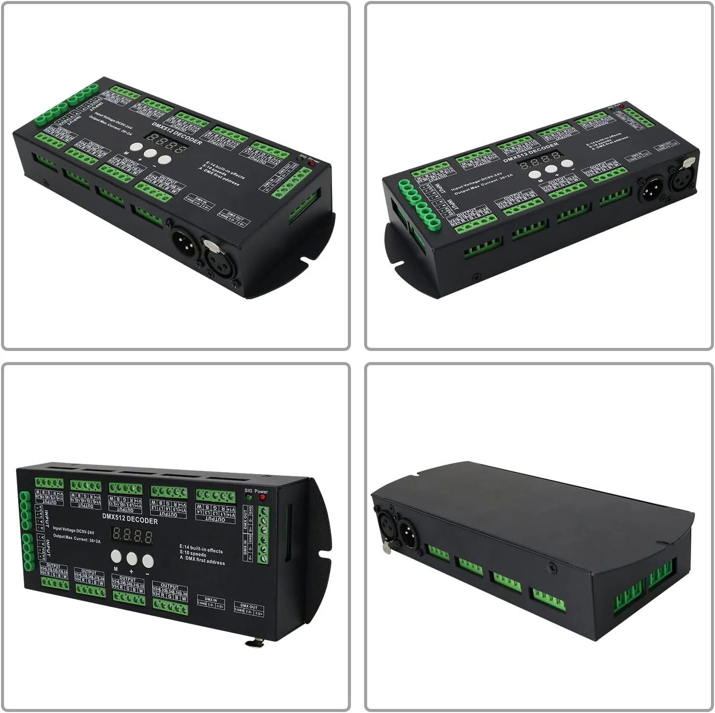 36 Channel DMX Decoder,72A RGBW led light dmx controller Digital Display DMX512 Dimmer DC9V-24V 8 Bit 2A/CH 36 channel with display - Image 2