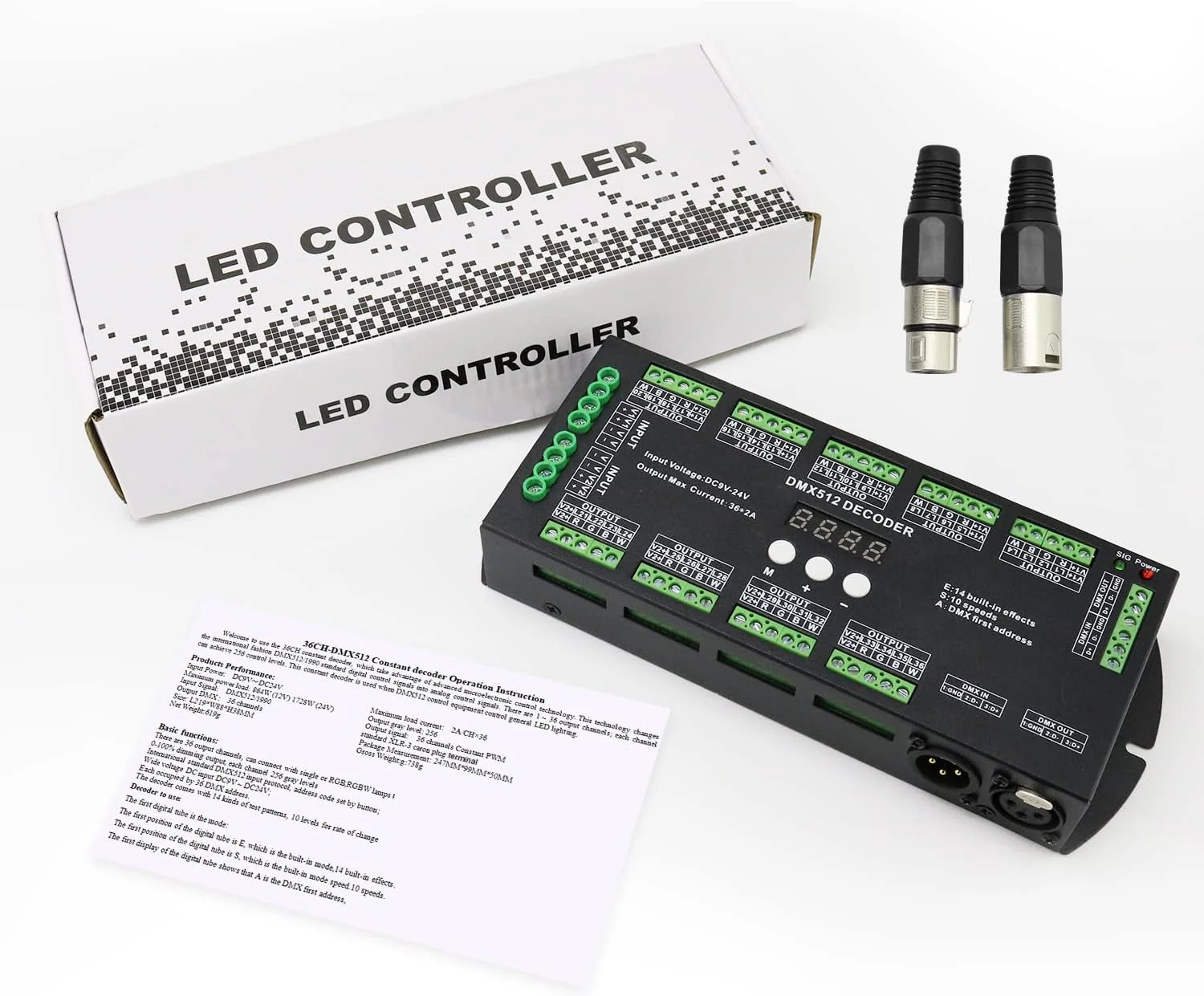 36 Channel DMX Decoder,72A RGBW led light dmx controller Digital Display DMX512 Dimmer DC9V-24V 8 Bit 2A/CH 36 channel with display - Image 3