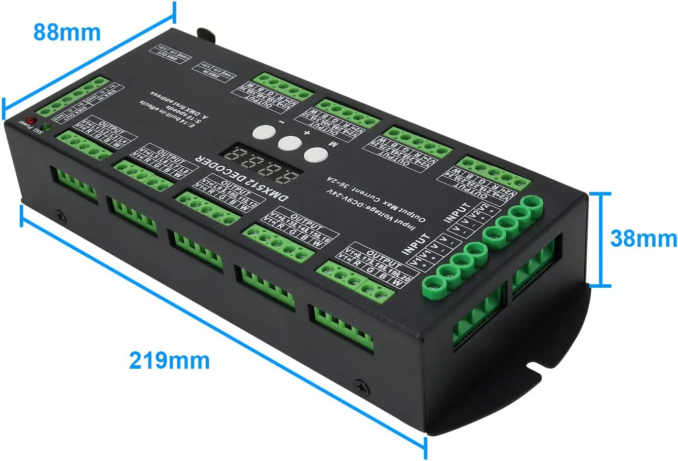 36 Channel DMX Decoder,72A RGBW led light dmx controller Digital Display DMX512 Dimmer DC9V-24V 8 Bit 2A/CH 36 channel with display - Image 5
