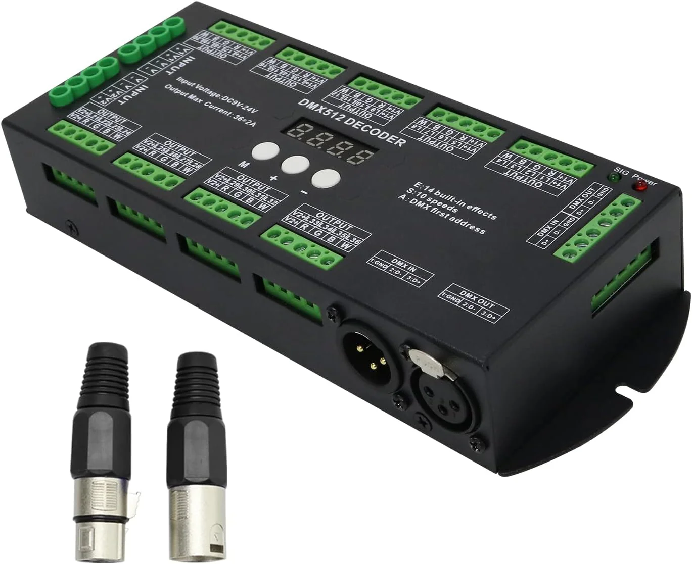 36 Channel DMX Decoder,72A RGBW led light dmx controller Digital Display DMX512 Dimmer DC9V-24V 8 Bit 2A/CH 36 channel with display - Image 8