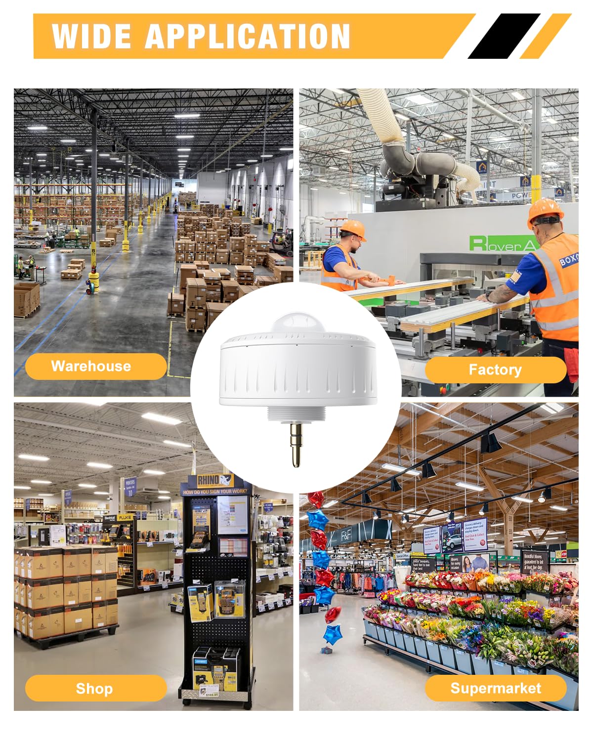 360 Degree PIR Occupancy Motion Sensor for LED Linear High Bay Light, 40FT Ceiling & 50FT Wall Mount Detection Diameter, Commercial/Industrial Grade, 1 Pack - Image 7