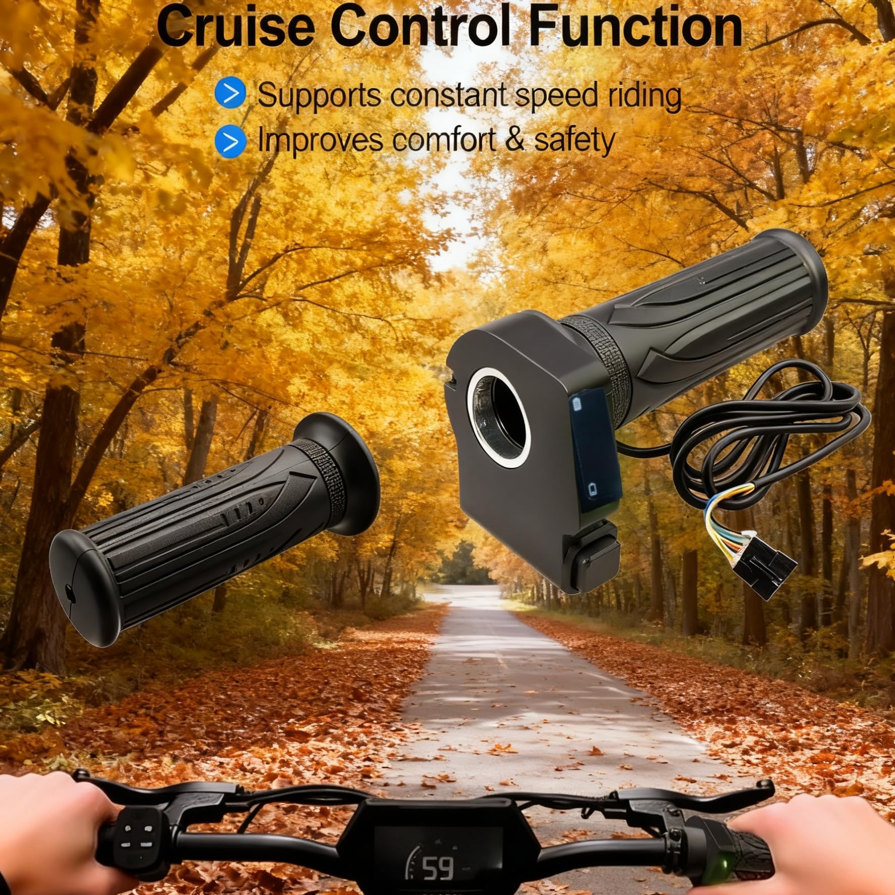 36V Twist Throttle Grip Replacement for Jetson Electric e-Bike, Bolt pro Throttle replacementfor Scooter dyu D3F/D2F/C3/C4 Ebike, with LCD Voltage Display and Cruise Controll Button - Image 2