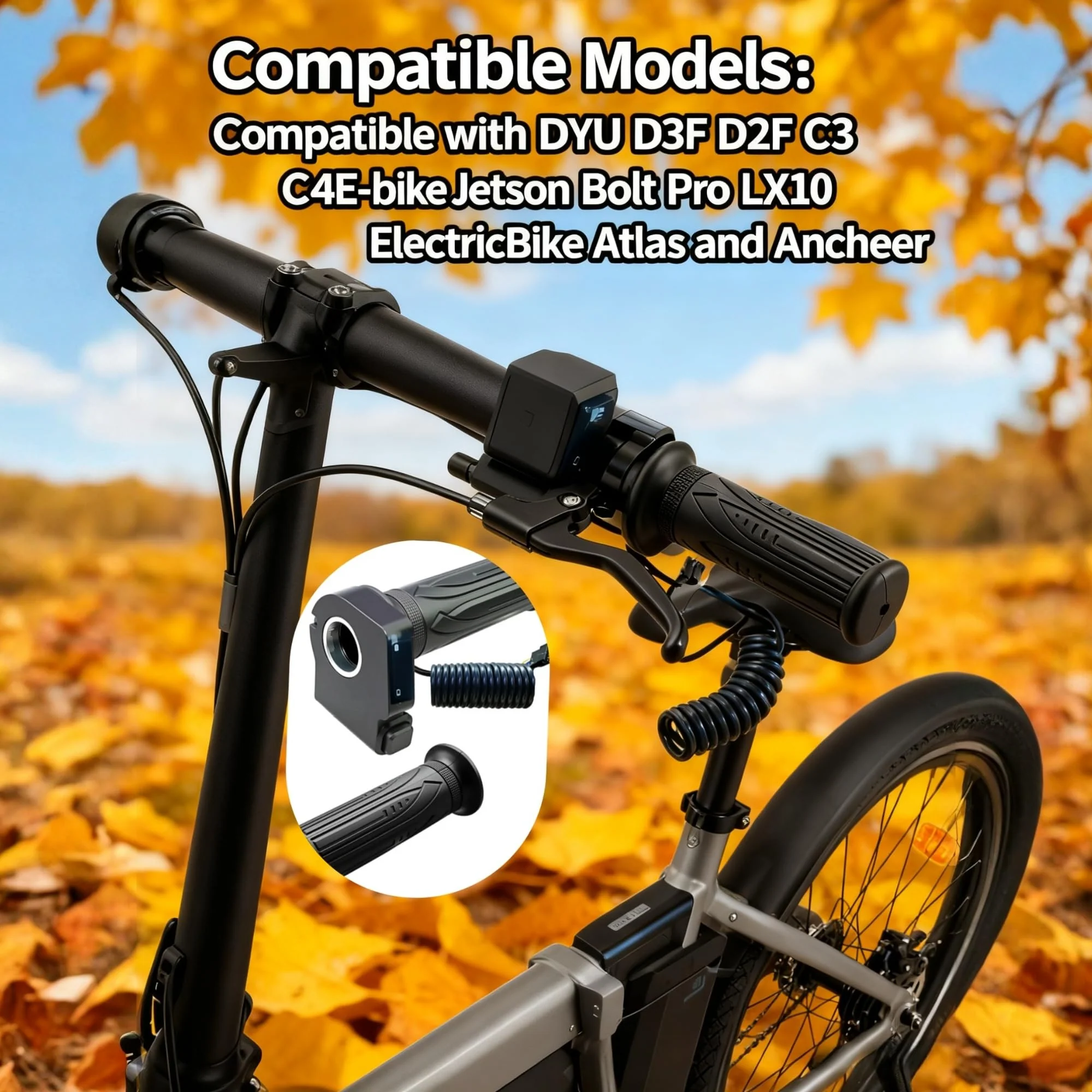 36V Twist Throttle Grip Replacement for Jetson Electric e-Bike, Bolt pro Throttle replacementfor Scooter dyu D3F/D2F/C3/C4 Ebike, with LCD Voltage Display and Cruise Controll Button - Image 4