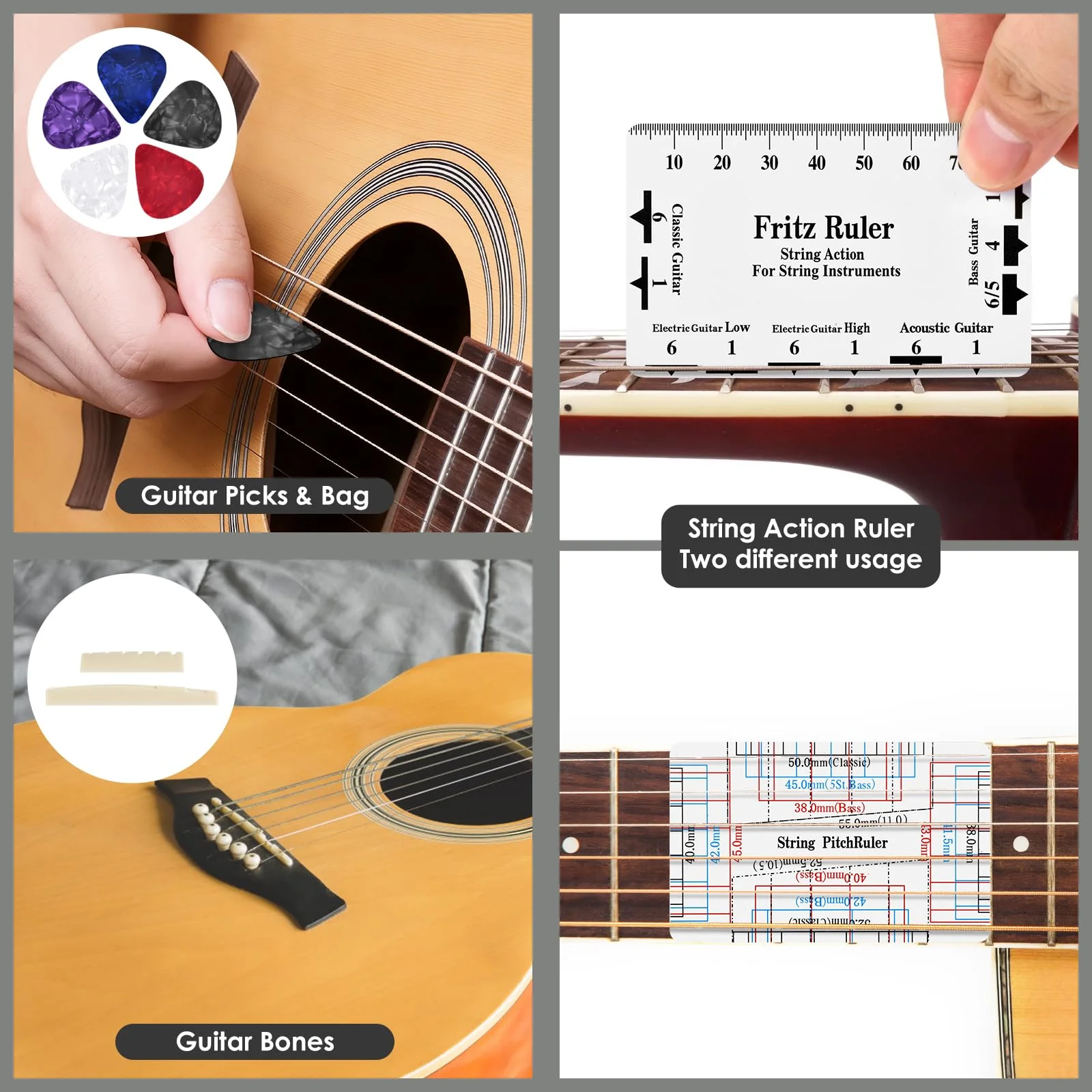 37Pcs Guitar Tools, Guitar Repaire Kit Care Tools with Carry Bag for Acoustic Electric Guitar Ukulele Bass Banjo, Gift for Music or String Instrument Enthusiast - Image 3