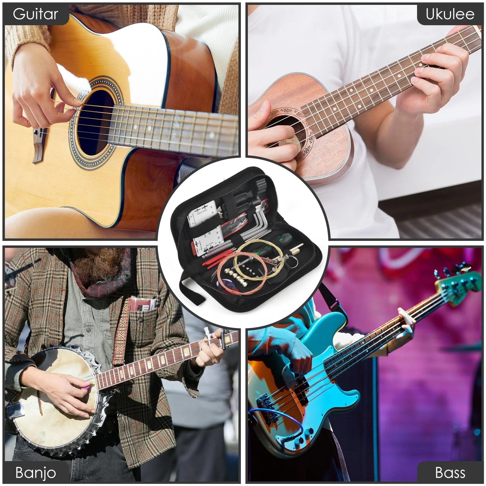 37Pcs Guitar Tools, Guitar Repaire Kit Care Tools with Carry Bag for Acoustic Electric Guitar Ukulele Bass Banjo, Gift for Music or String Instrument Enthusiast - Image 7